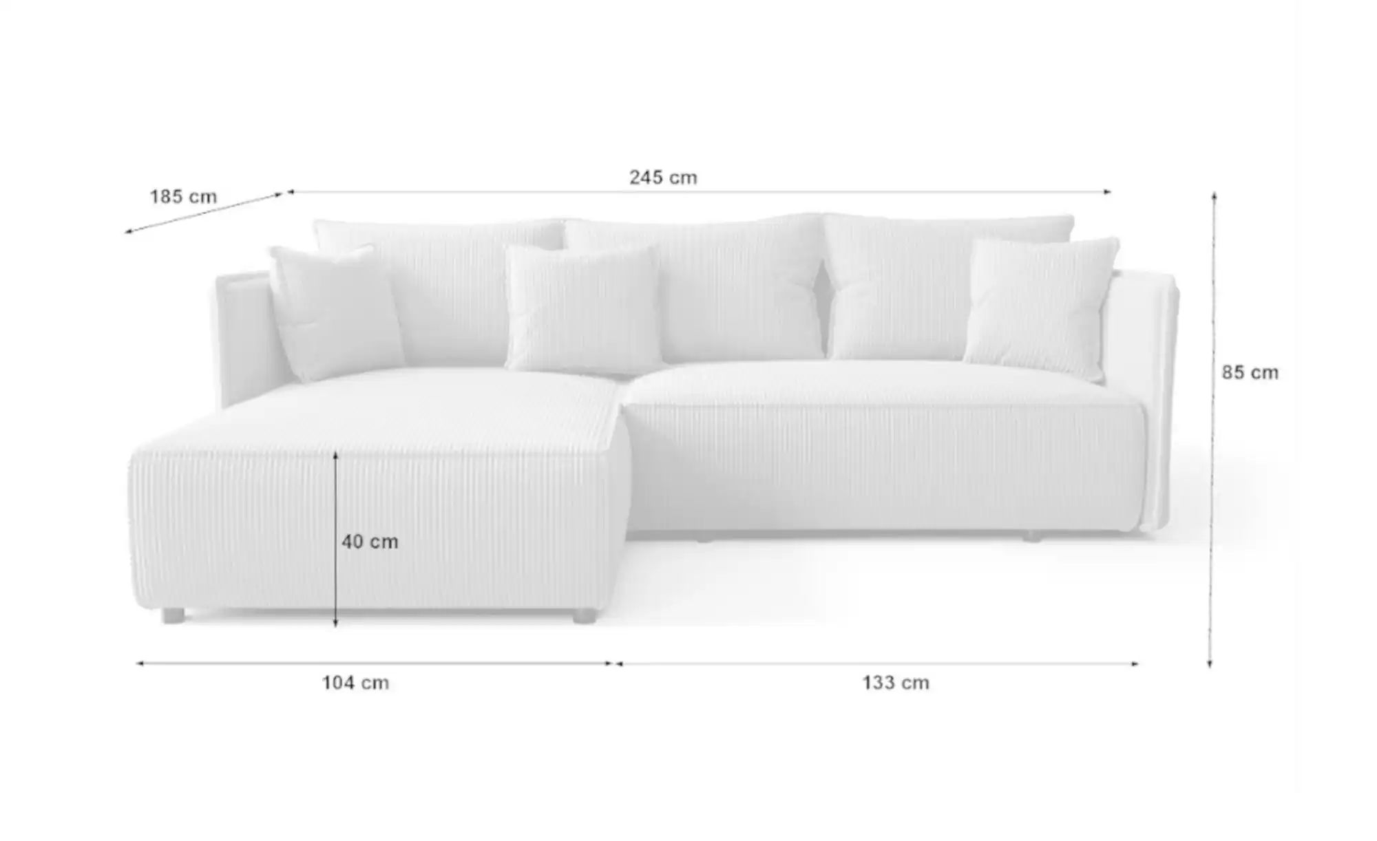 Thumbnail - Ecksofa   ¦ grau ¦ Maße (cm): B: 245 H: 85 Polstermöbel > Sofas > Ecksofas - Höffner