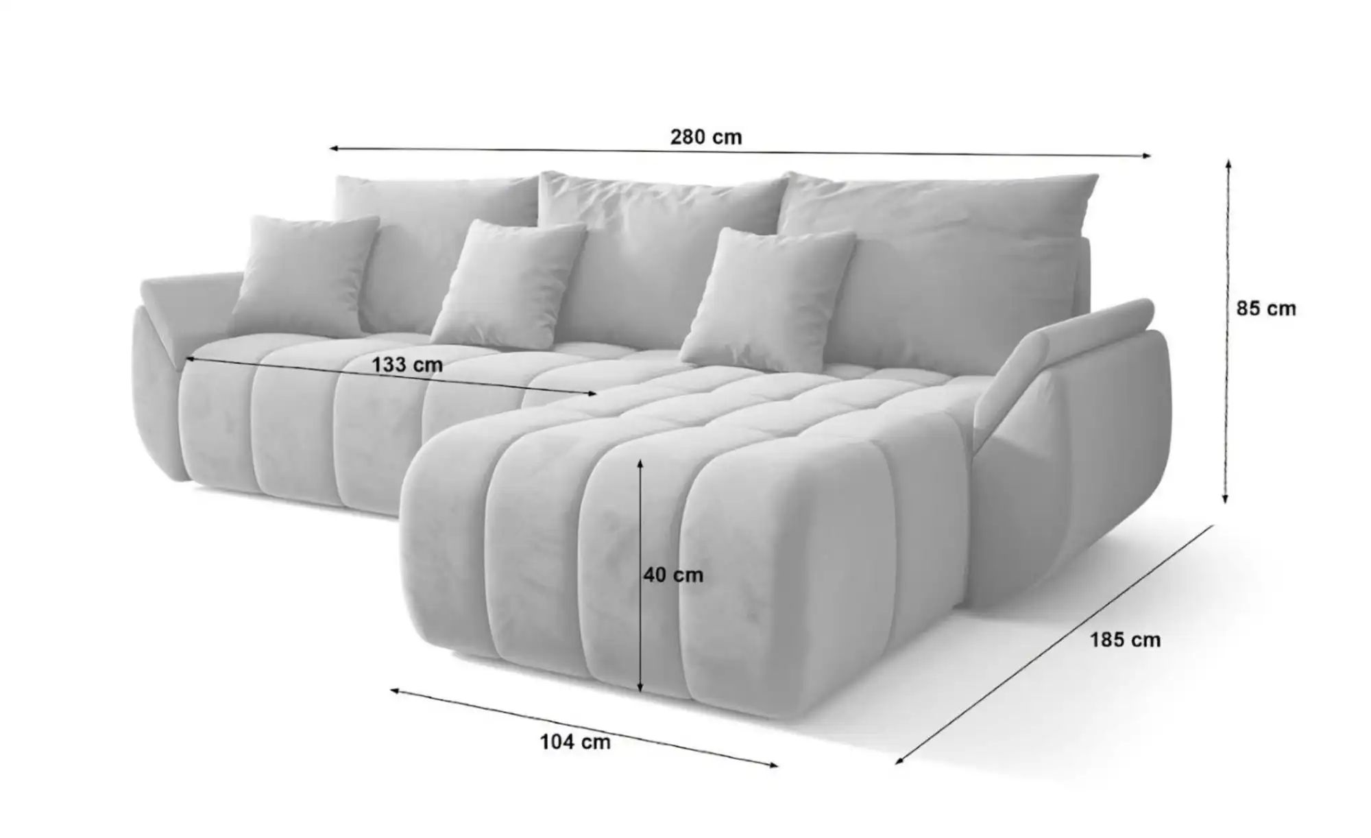 Thumbnail - Ecksofa ¦ schwarz ¦ Maße (cm): B: 280 H: 85 Polstermöbel > Sofas > Ecksofas - Höffner