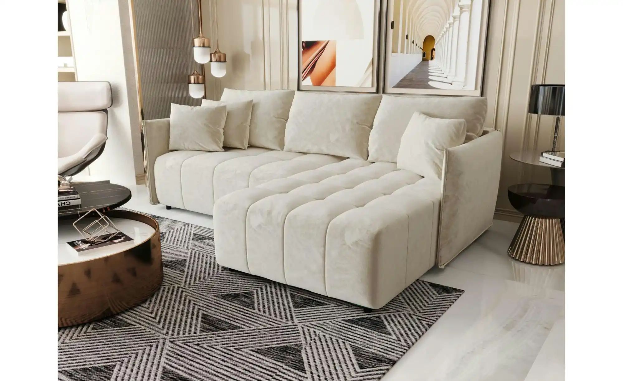 Ecksofa  Onil ¦ beige ¦ Maße (cm): B: 245 H: 85 Polstermöbel > Sofas > 3-Si günstig online kaufen