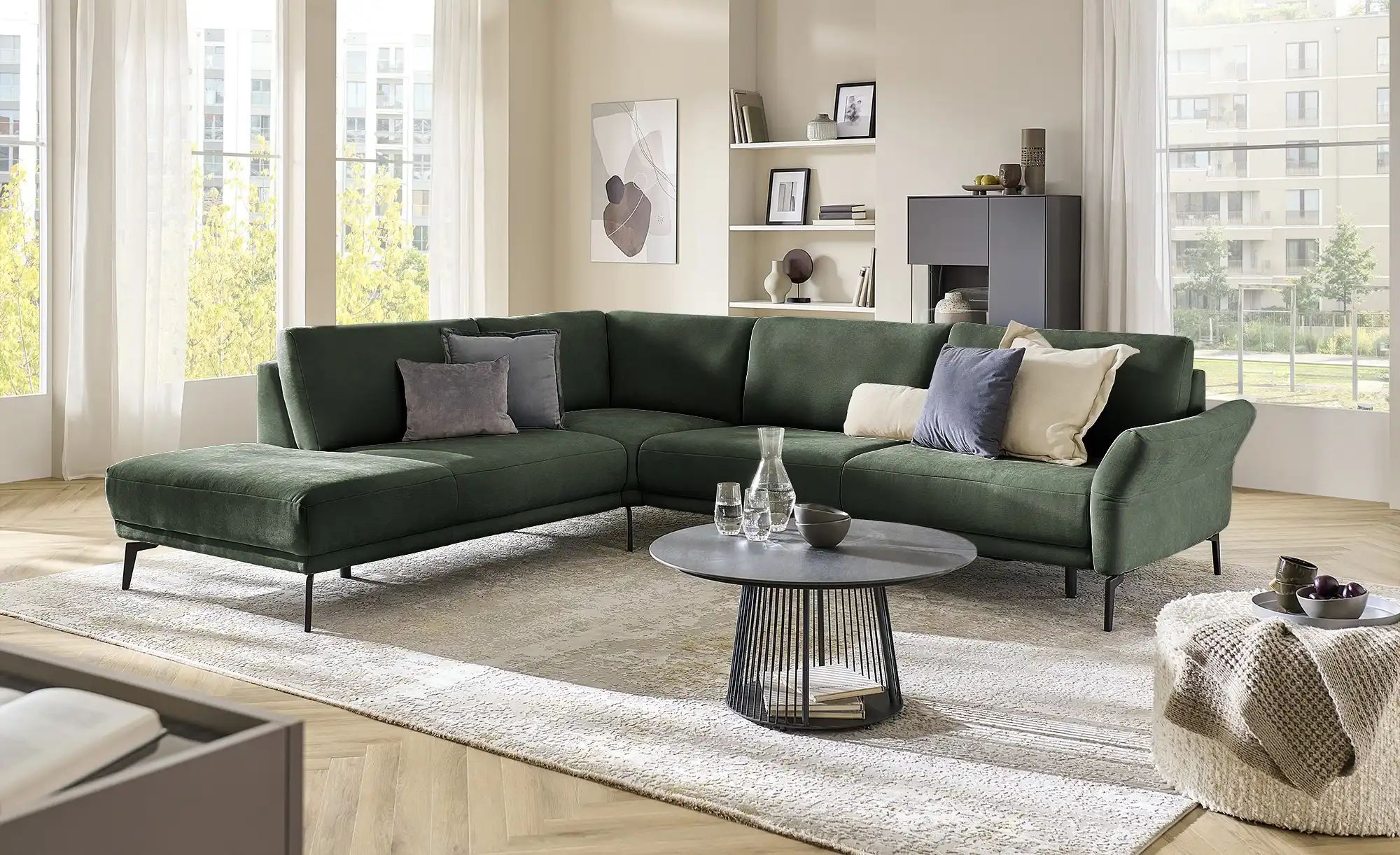 meinSofa Ecksofa  Jenny ¦ grün ¦ Maße (cm): B: 298 H: 87 T: 254.0 Polstermö günstig online kaufen