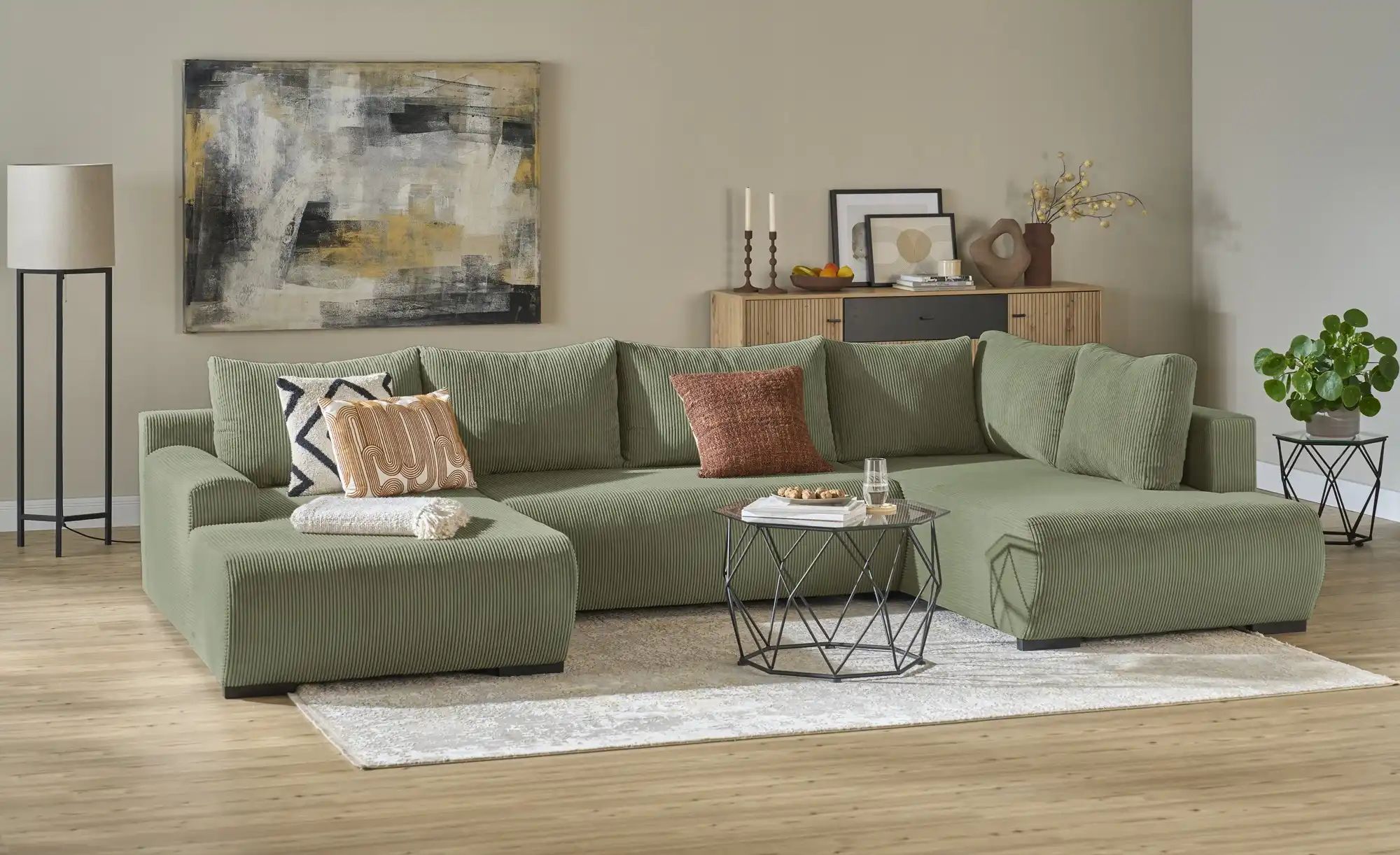 smart Wohnlandschaft  Nelly ¦ grün ¦ Maße (cm): B: 345 H: 85 T: 202.0 Polst günstig online kaufen