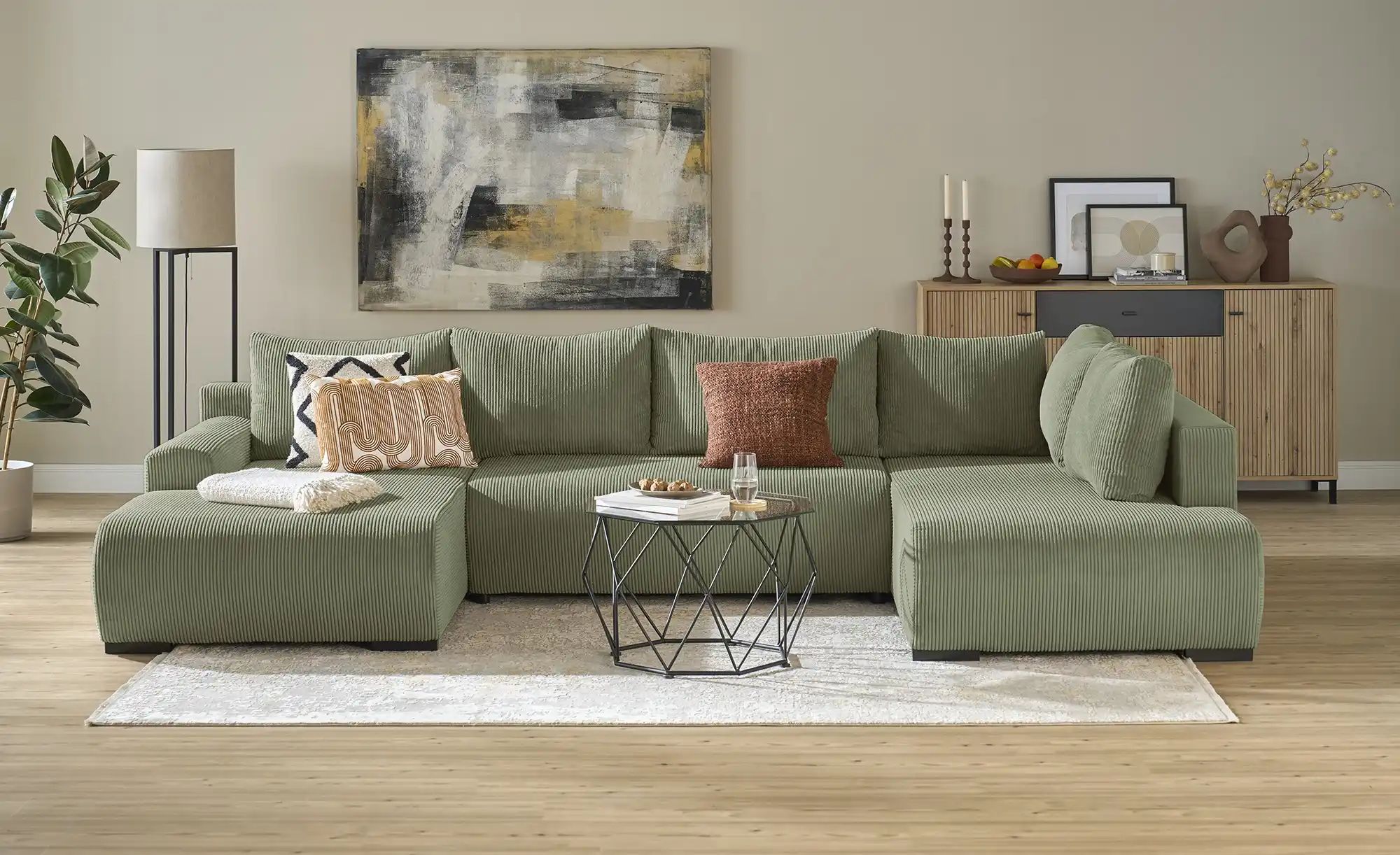 Thumbnail - smart Wohnlandschaft  Nelly ¦ grün ¦ Maße (cm): B: 345 H: 85 T: 202.0 Polstermöbel > Sofas > Wohnlandschaften - Höffner