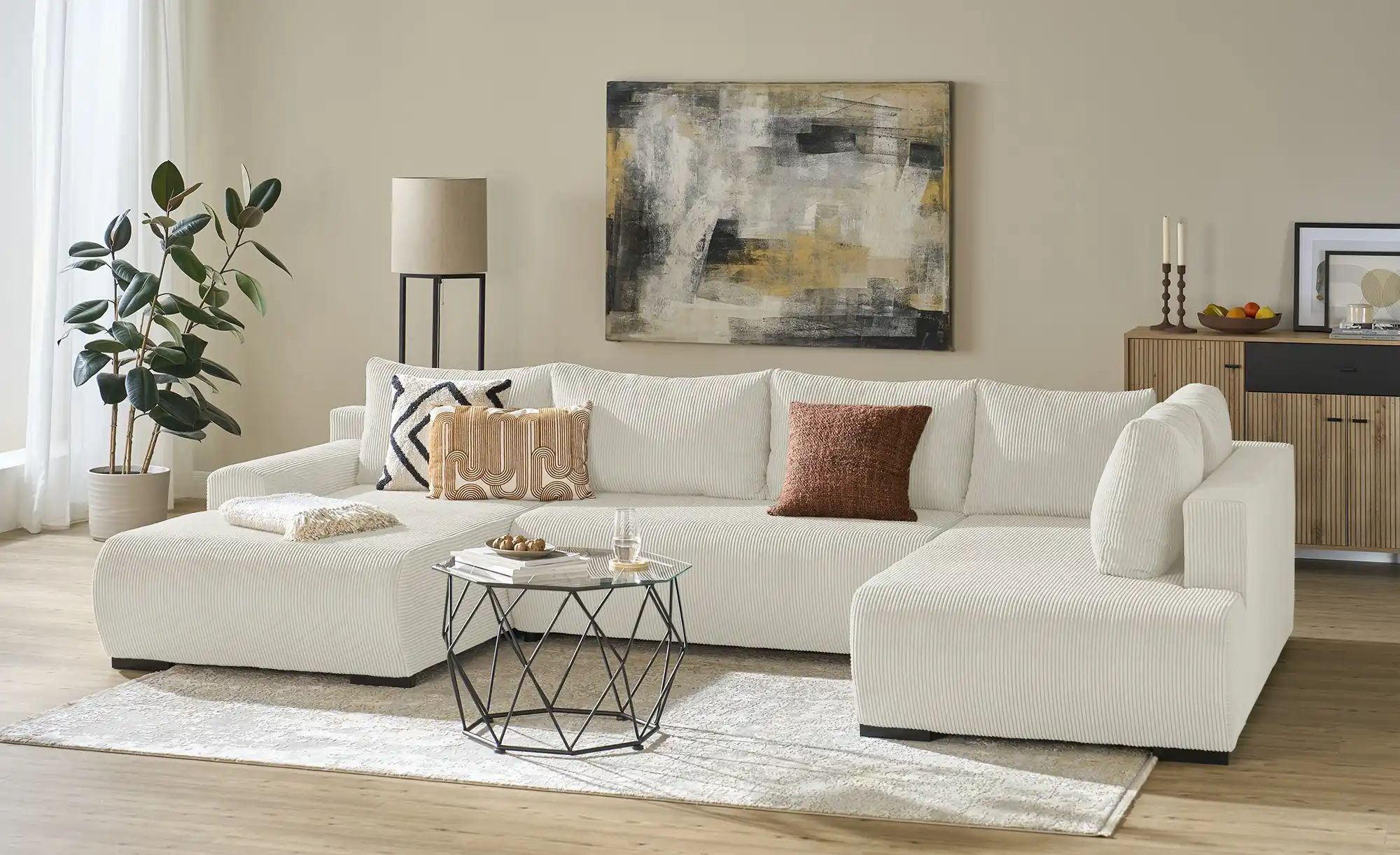 Thumbnail - smart Wohnlandschaft Nelly ¦ beige ¦ Maße (cm): B: 345 H: 85 T: 202.0 Polstermöbel > Sofas > Schlafsofas - Höffner