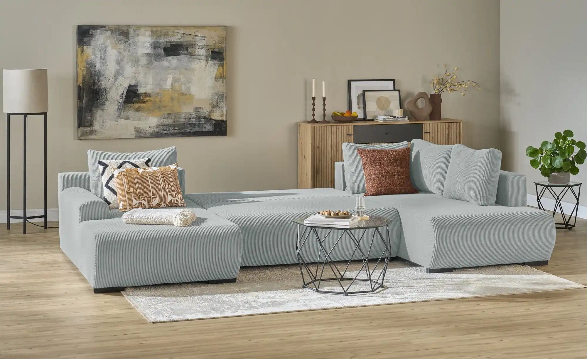 Thumbnail - smart Wohnlandschaft Nelly ¦ grau ¦ Maße (cm): B: 345 H: 85 T: 202.0 Polstermöbel > Sofas > Schlafsofas - Höffner