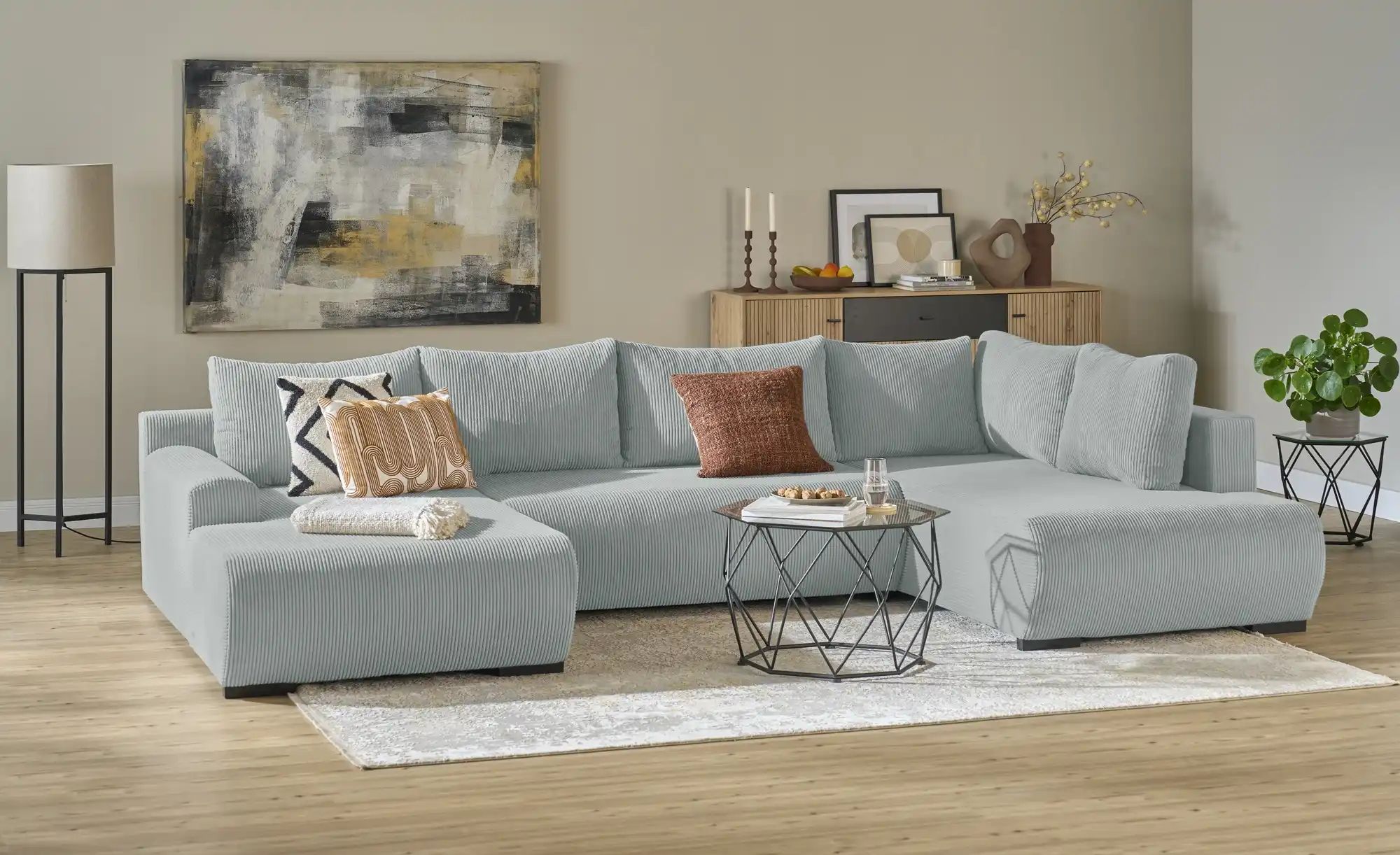 Thumbnail - smart Wohnlandschaft Nelly ¦ grau ¦ Maße (cm): B: 345 H: 85 T: 202.0 Polstermöbel > Sofas > Schlafsofas - Höffner