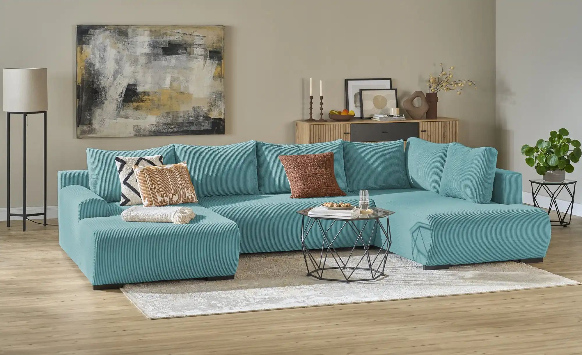 smart Wohnlandschaft  Nelly ¦ türkis/petrol ¦ Maße (cm): B: 345 H: 85 T: 20 günstig online kaufen