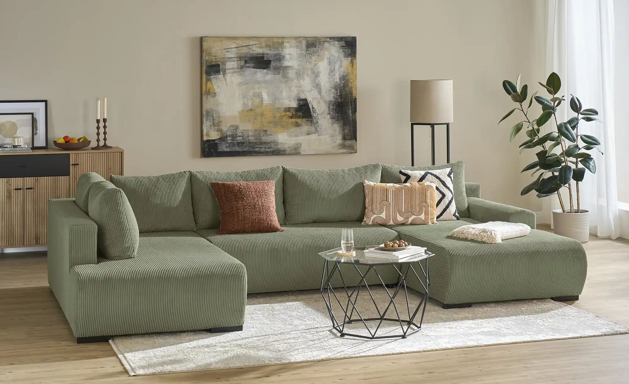 Thumbnail - smart Wohnlandschaft  Nelly ¦ grün ¦ Maße (cm): B: 345 H: 85 T: 202.0 Polstermöbel > Sofas > Wohnlandschaften - Höffner