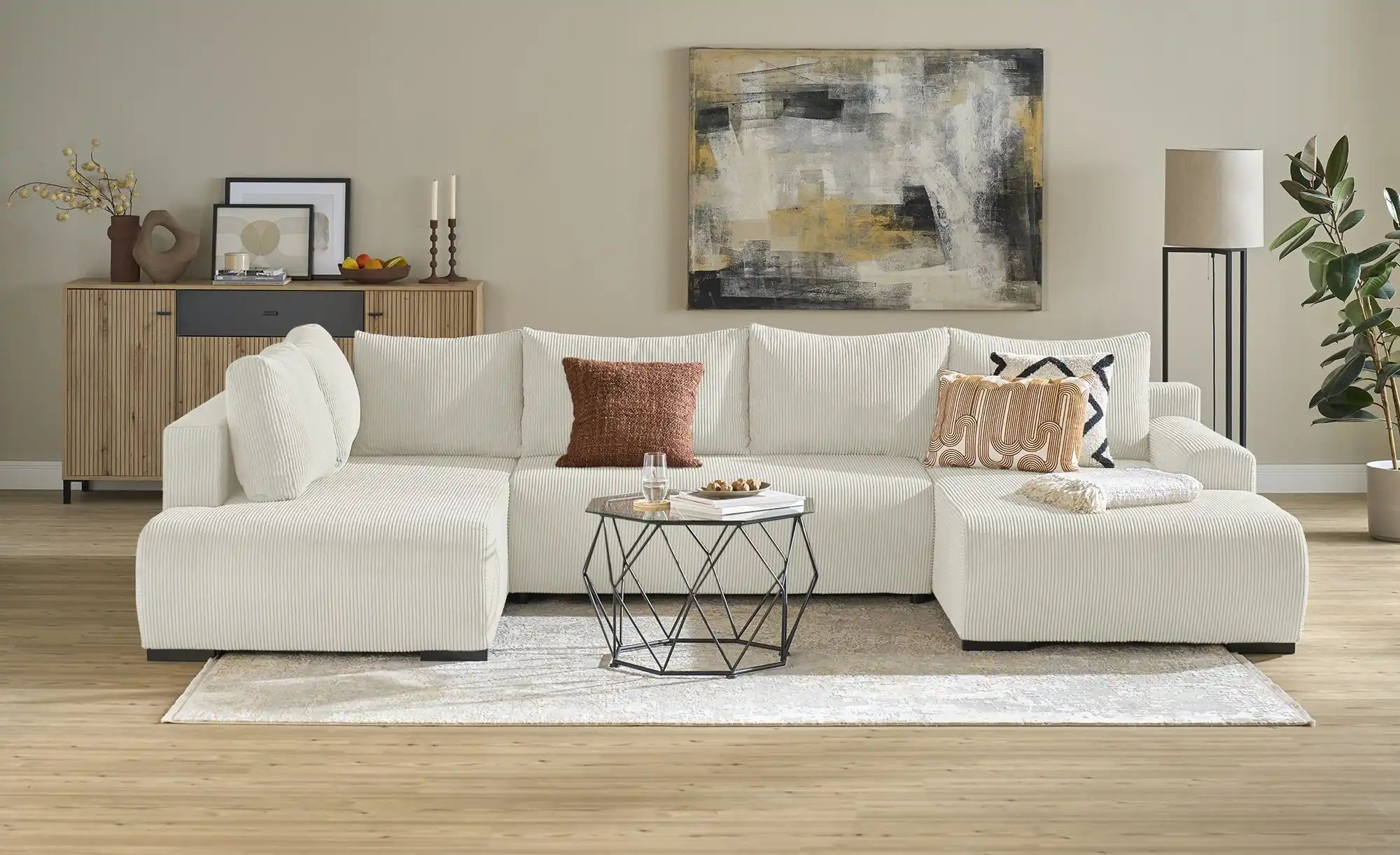 Thumbnail - smart Wohnlandschaft Nelly ¦ beige ¦ Maße (cm): B: 345 H: 85 T: 202.0 Polstermöbel > Sofas > Schlafsofas - Höffner