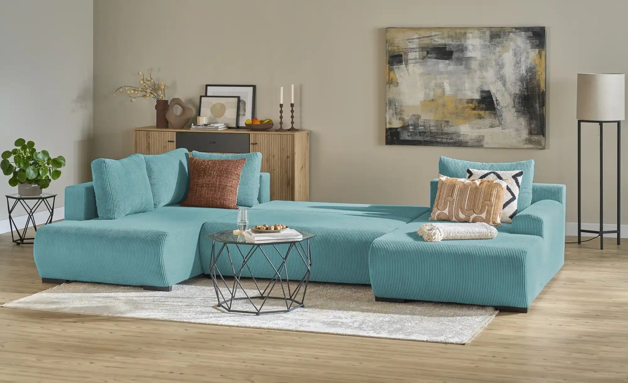 smart Wohnlandschaft  Nelly ¦ türkis/petrol ¦ Maße (cm): B: 345 H: 85 T: 20 günstig online kaufen