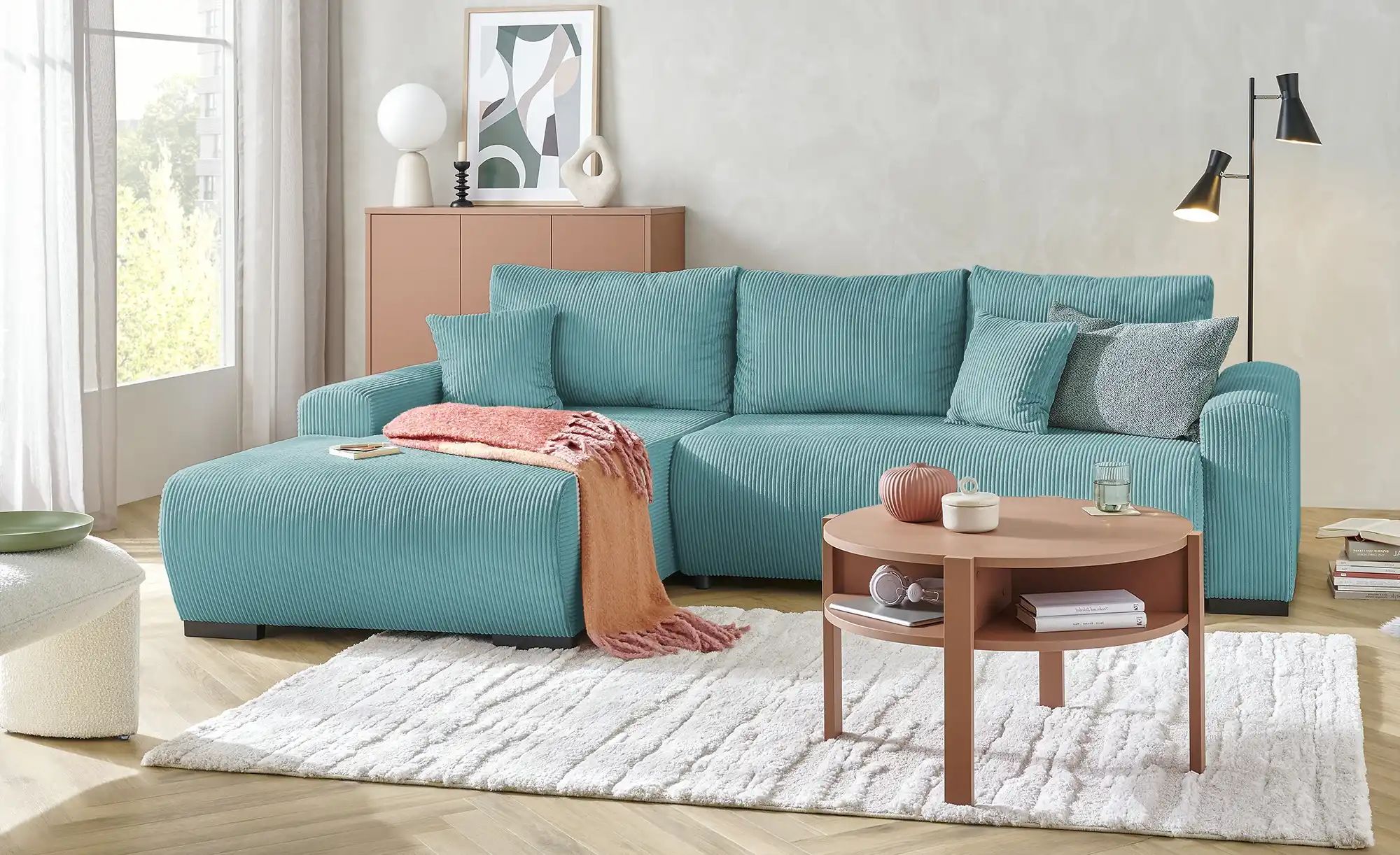 Thumbnail - smart Ecksofa  Nelly ¦ türkis/petrol ¦ Maße (cm): B: 270 H: 85 T: 185.0 Polstermöbel > Sofas > 3-Sitzer - Höffner