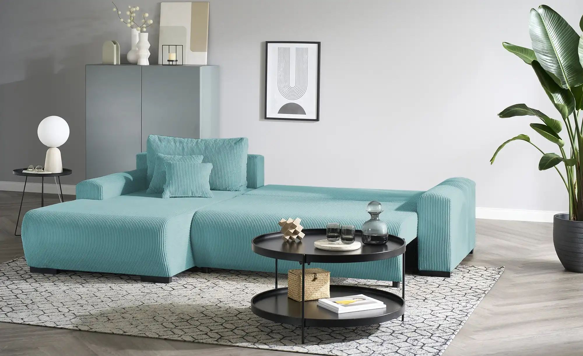 Thumbnail - smart Ecksofa  Nelly ¦ türkis/petrol ¦ Maße (cm): B: 270 H: 85 T: 185.0 Polstermöbel > Sofas > 3-Sitzer - Höffner