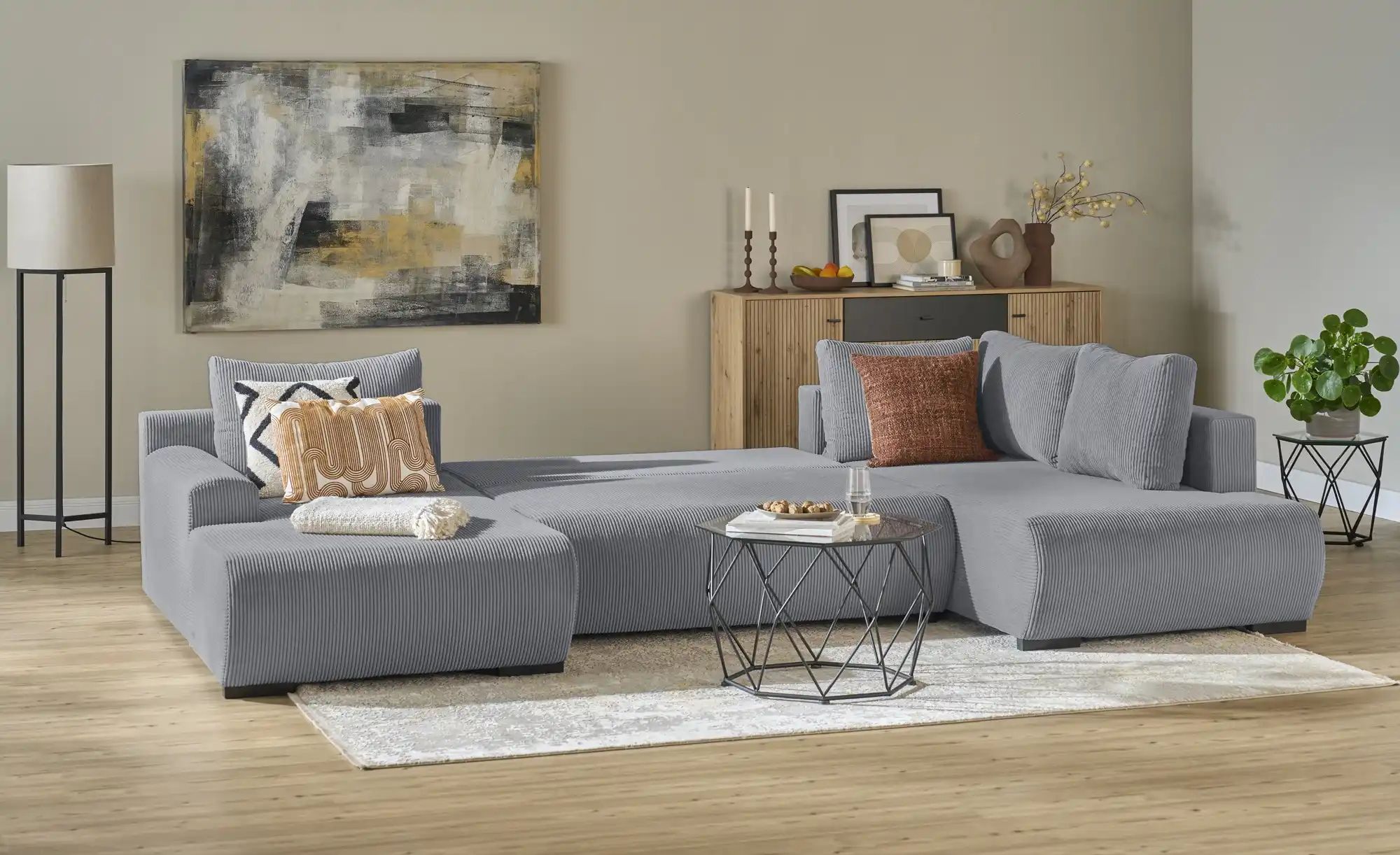 smart Wohnlandschaft  Nelly ¦ grau ¦ Maße (cm): B: 345 H: 85 T: 202.0 Polst günstig online kaufen