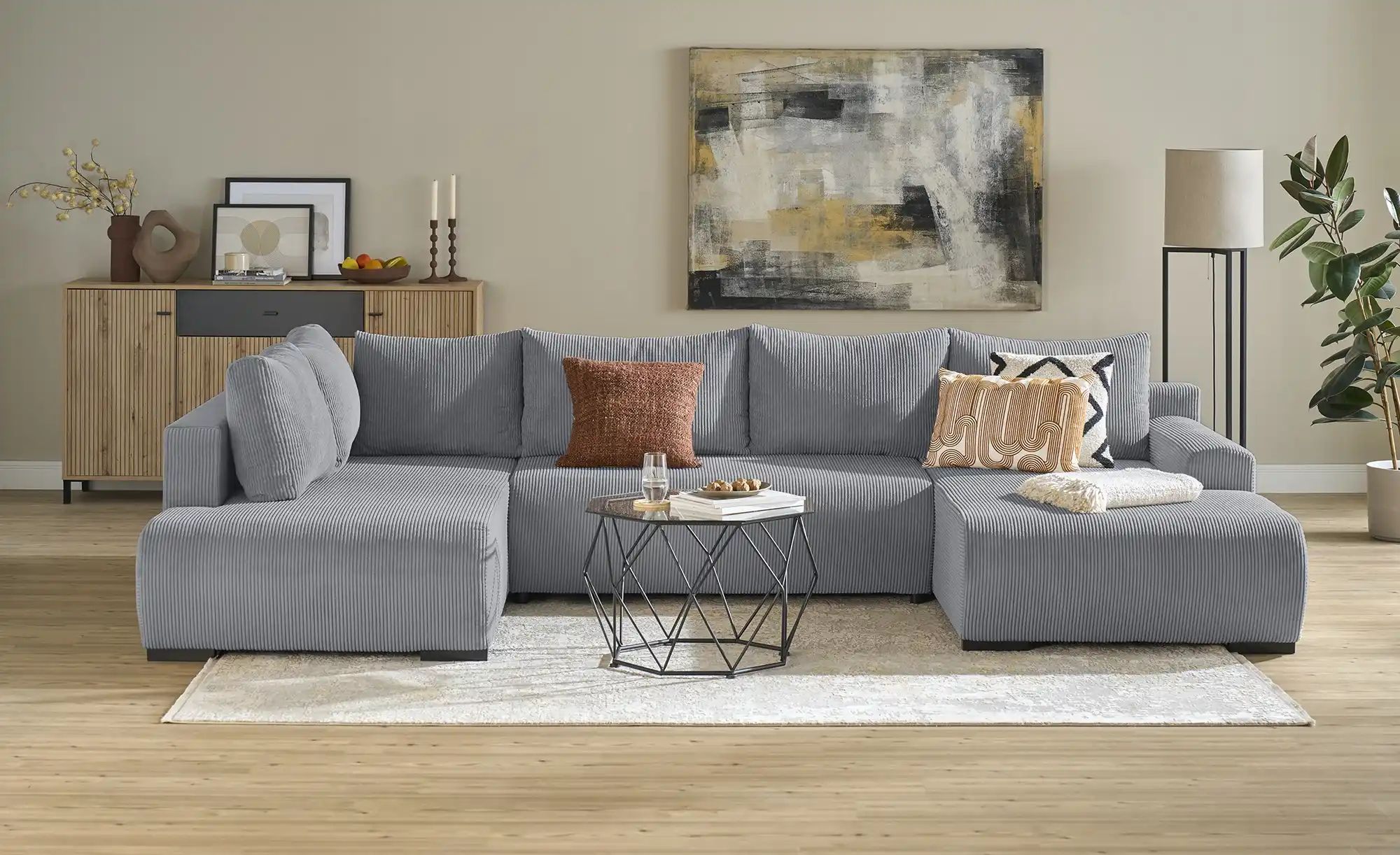 Thumbnail - smart Wohnlandschaft Nelly ¦ grau ¦ Maße (cm): B: 345 H: 85 T: 202.0 Polstermöbel > Sofas > Wohnlandschaften - Höffner