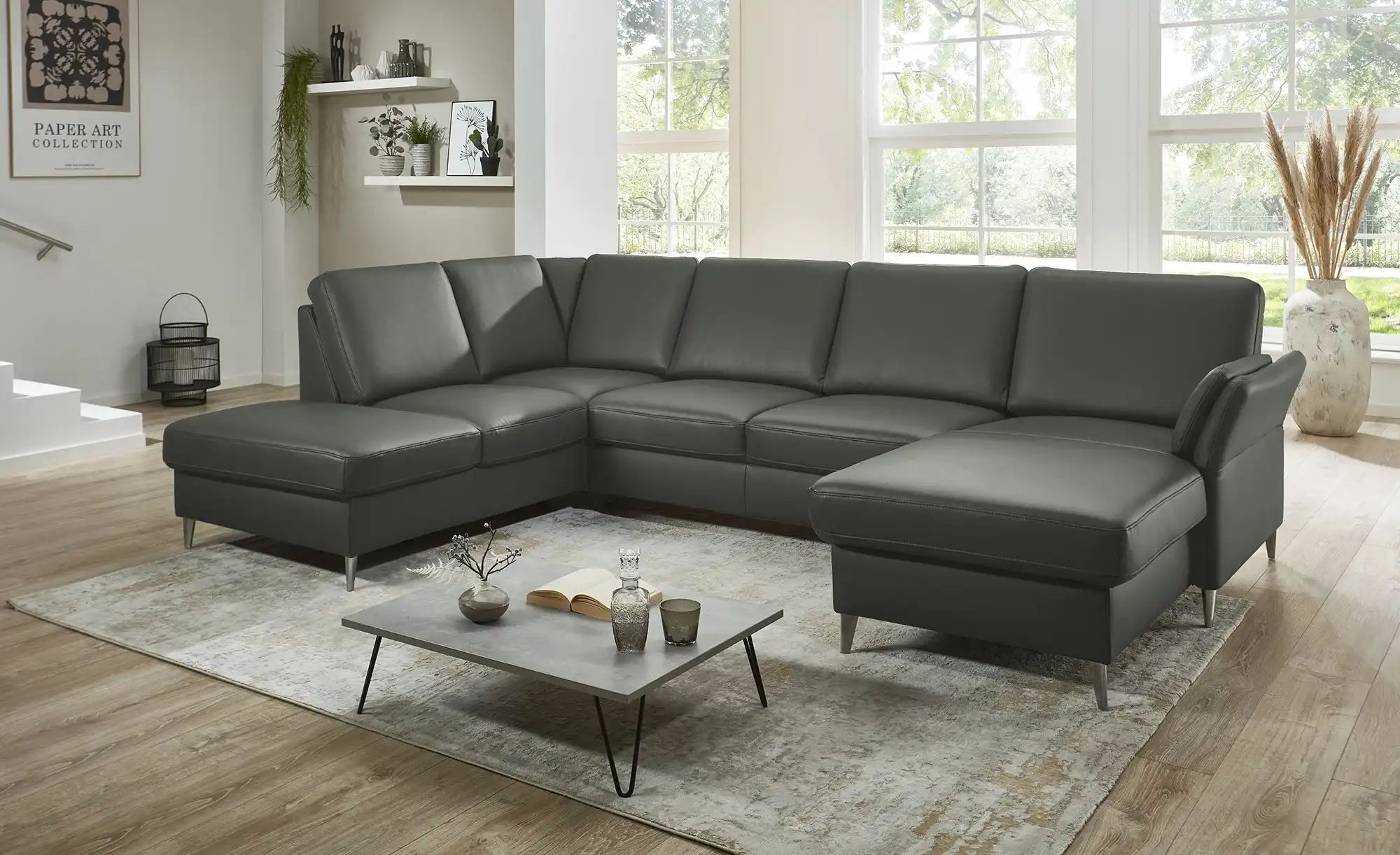 meinSofa Wohnlandschaft  Veit ¦ grau ¦ Maße (cm): B: 305 H: 90 T: 200.0 Pol günstig online kaufen