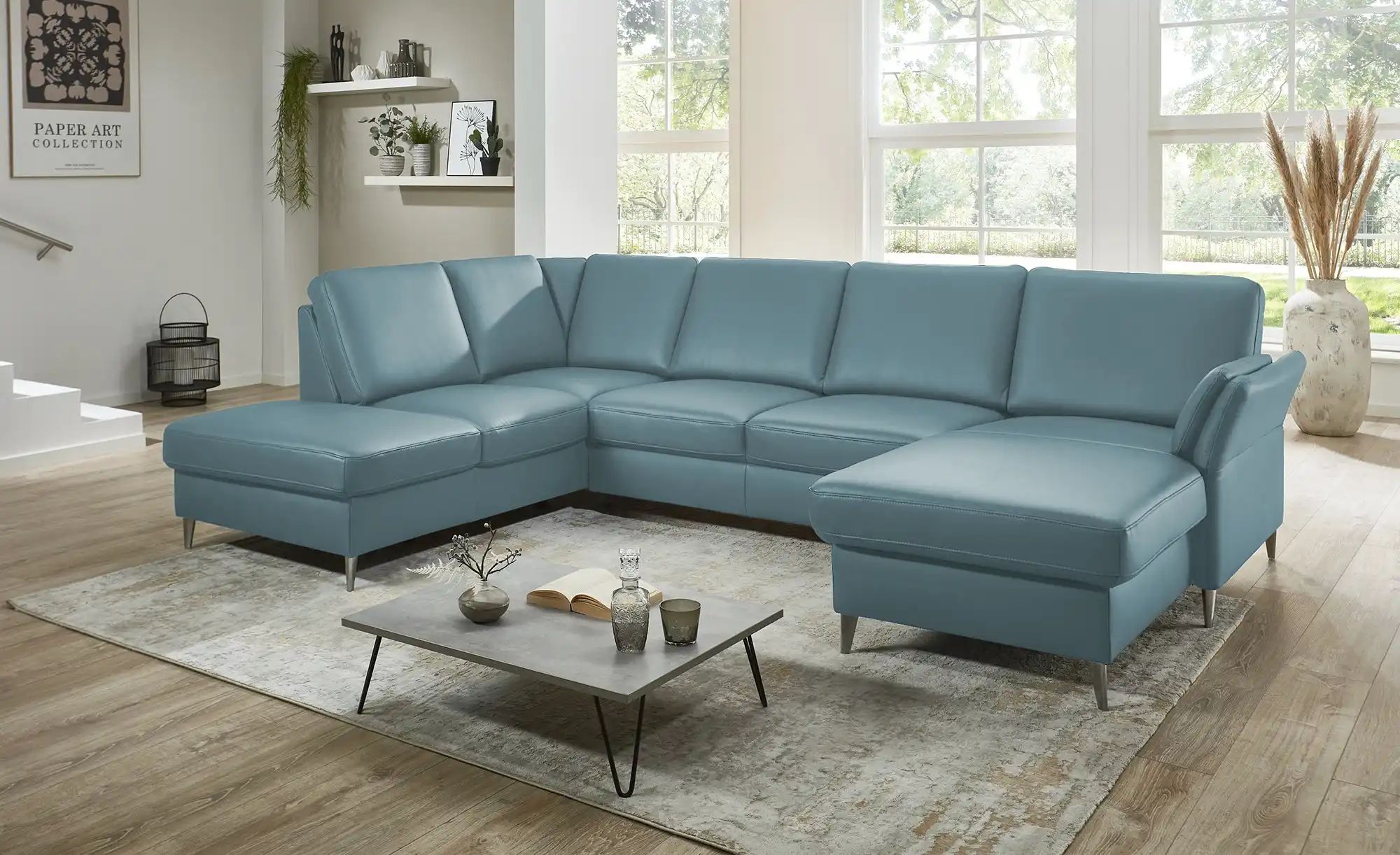 meinSofa Wohnlandschaft  Veit ¦ blau ¦ Maße (cm): B: 305 H: 90 T: 200.0 Pol günstig online kaufen