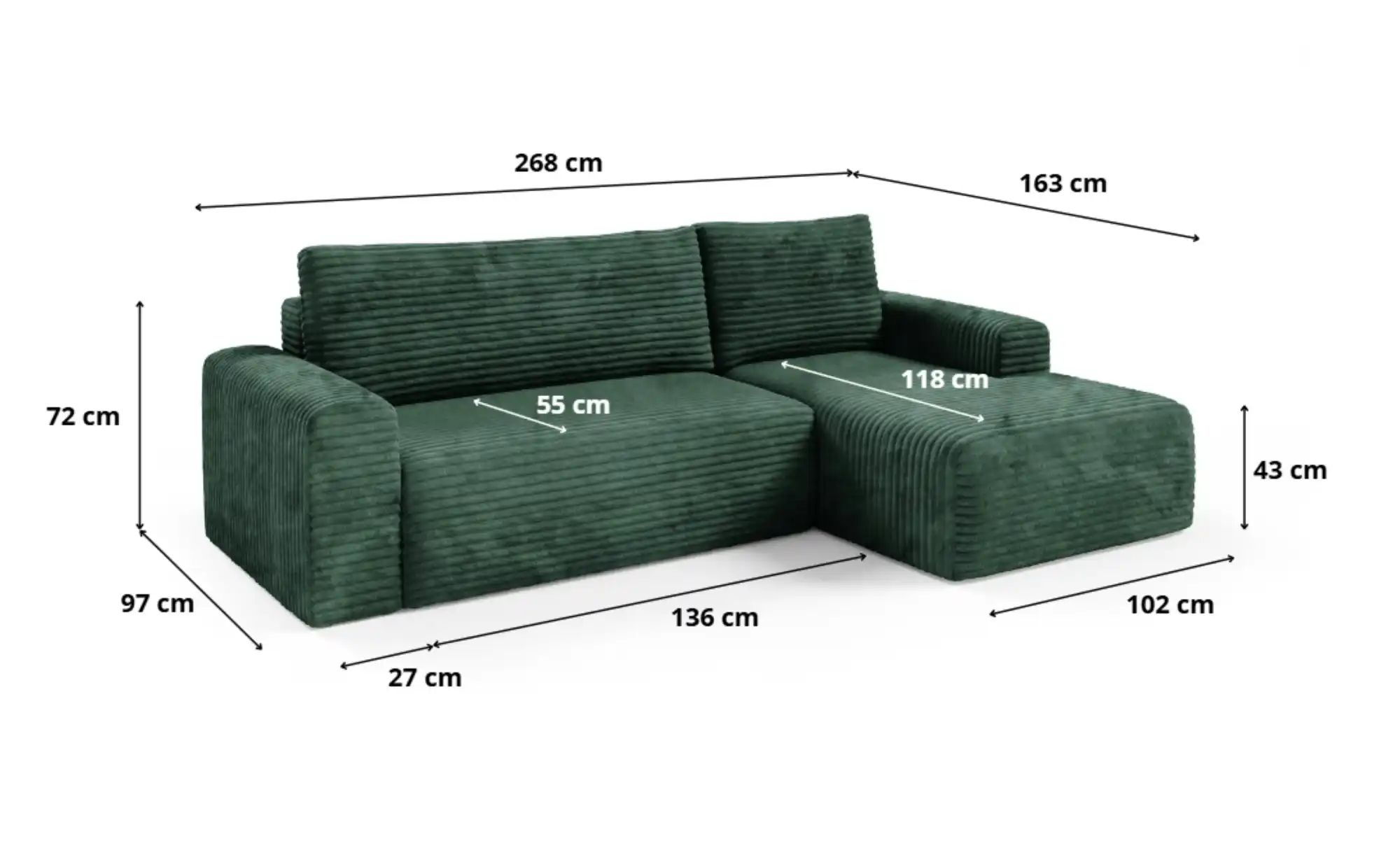 Thumbnail - Ecksofa mit Schlaffunktion Sontii ¦ braun ¦ Maße (cm): B: 268 H: 92 Polstermöbel > Sofas > Ecksofas - Höffner