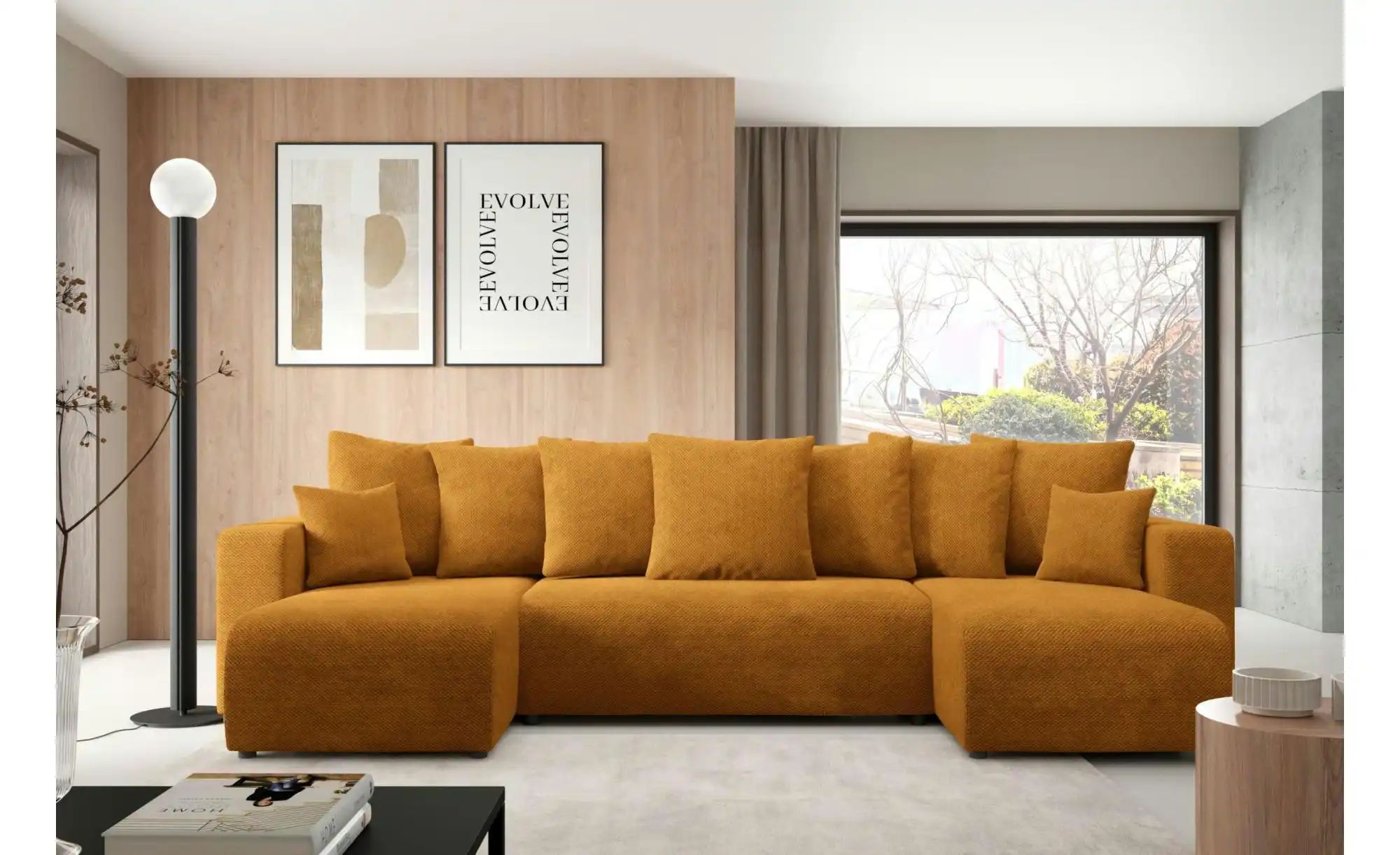 Thumbnail - Wohnlandschaft mit Schlaffunktion Evora ¦ gelb ¦ Maße (cm): B: 318 H: 88 Polstermöbel > Sofas > Schlafsofas - Höffner