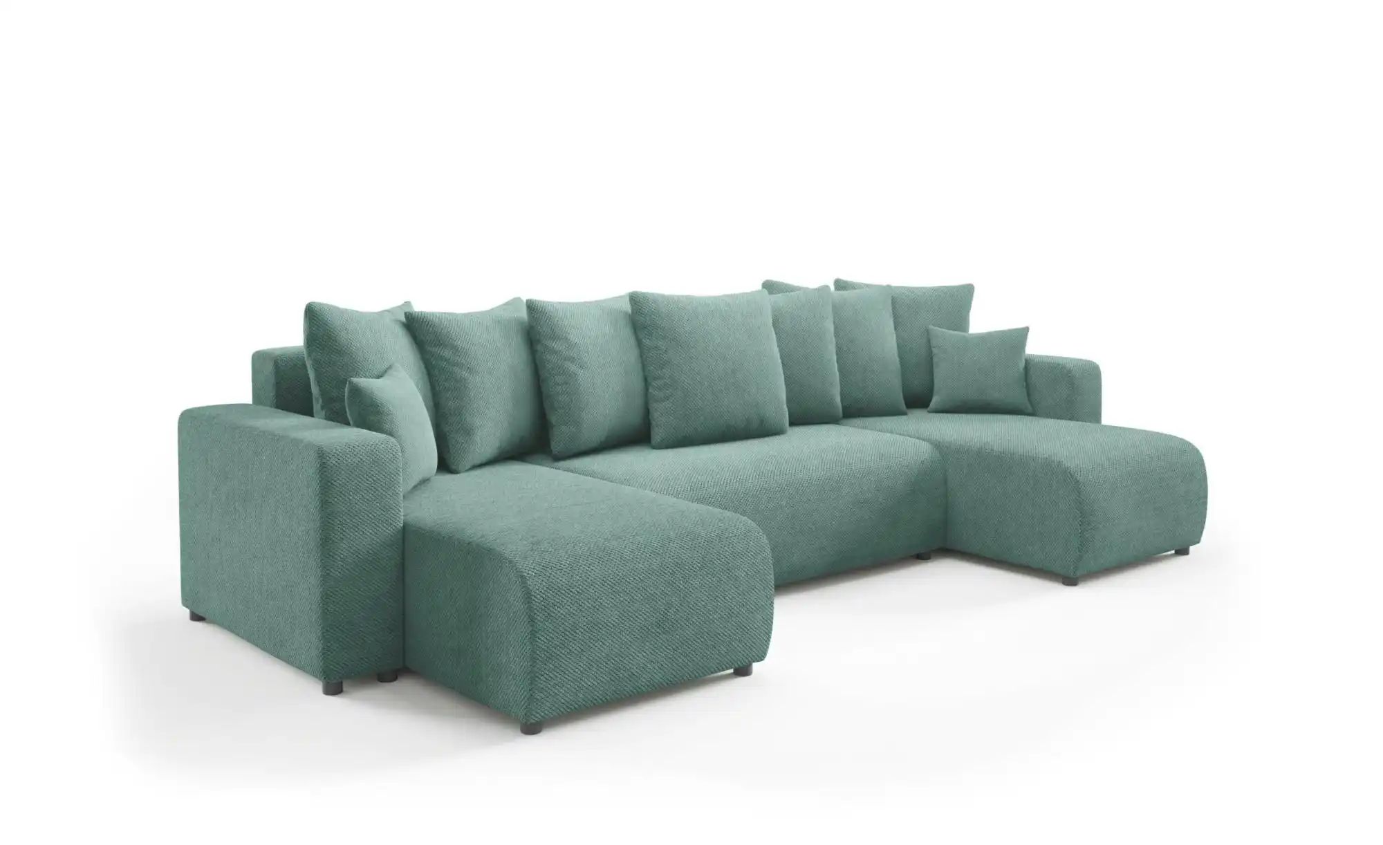 Thumbnail - Wohnlandschaft mit Schlaffunktion Evora ¦ grün ¦ Maße (cm): B: 318 H: 88 Polstermöbel > Sofas > Wohnlandschaften - Höffn...