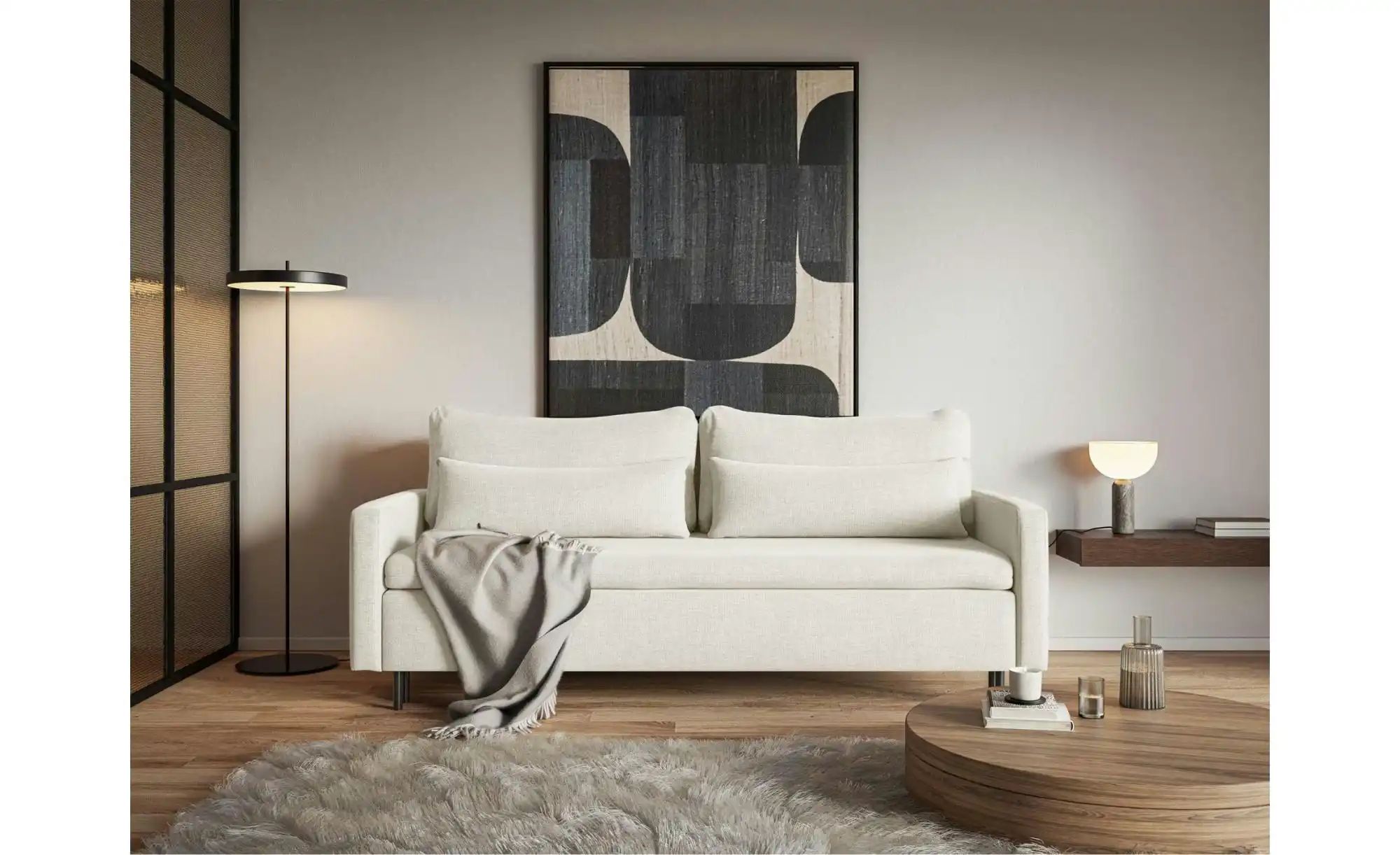 Thumbnail - Selsey Einzelsofa mit Schlaffunktion Umpro ¦ creme ¦ Maße (cm): B: 220 H: 96 Polstermöbel > Sofas > 3-Sitzer - Höffner