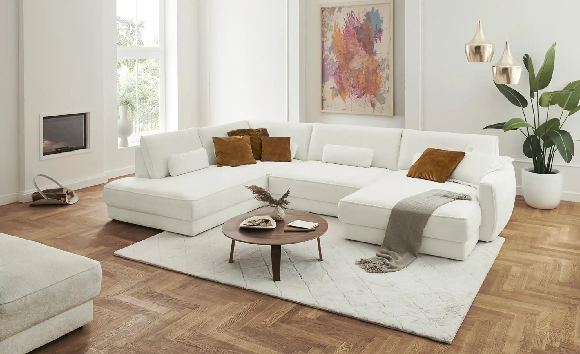 Lounge Collection Wohnlandschaft  Erion ¦ creme ¦ Maße (cm): B: 377 H: 83 T günstig online kaufen