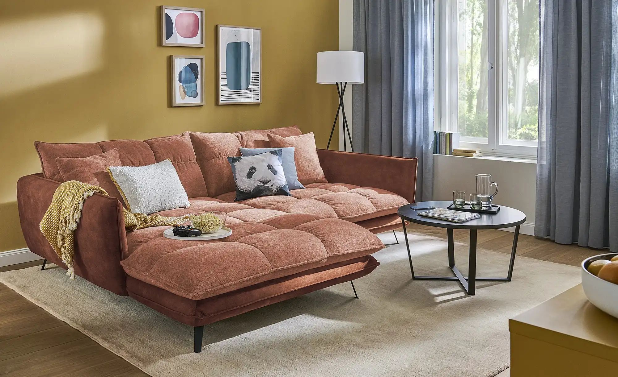 Thumbnail - bobb Ecksofa Arianna XL ¦ kupfer ¦ Maße (cm): B: 275 H: 90 T: 196.0 Polstermöbel > Sofas > Ecksofas - Höffner