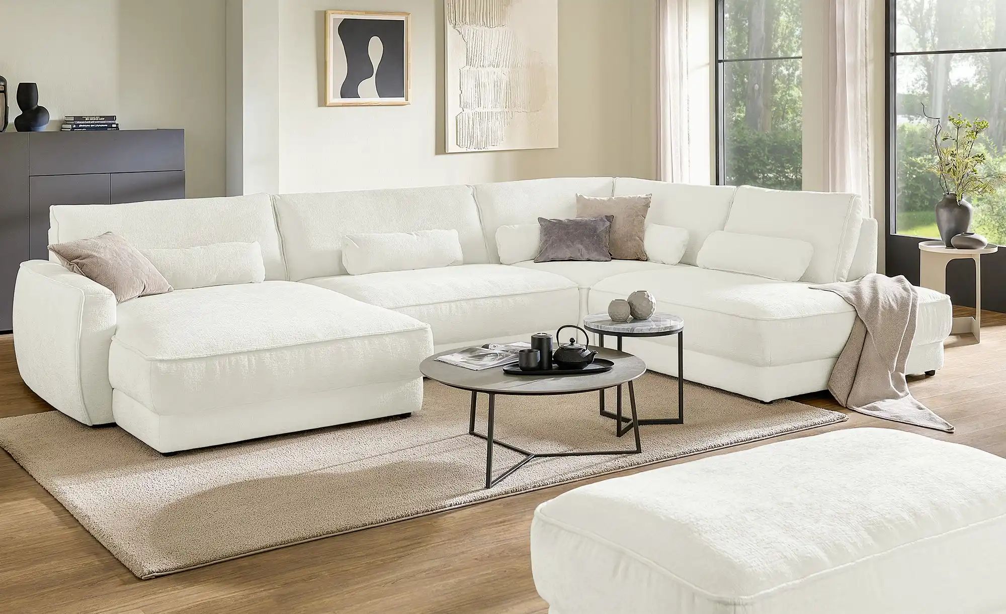 Lounge Collection Wohnlandschaft  Erion ¦ creme ¦ Maße (cm): B: 371 H: 83 T günstig online kaufen
