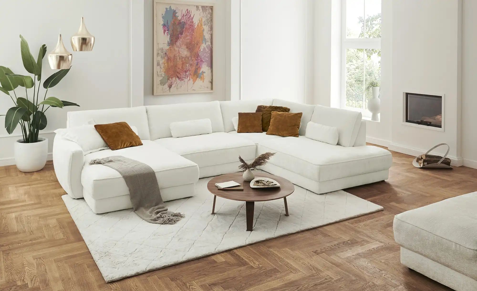Thumbnail - Lounge Collection Wohnlandschaft  Erion ¦ creme ¦ Maße (cm): B: 371 H: 83 T: 250.0 Polstermöbel > Sofas > Wohnlandschaft...