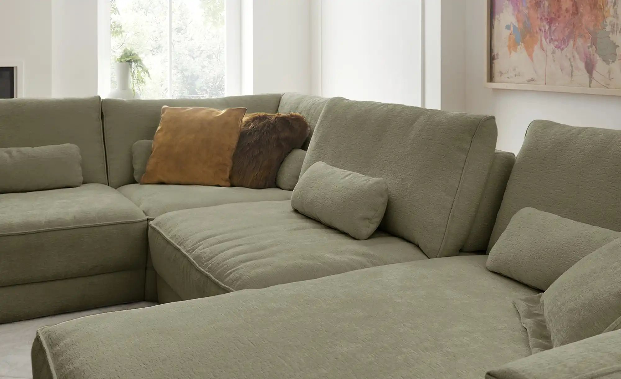 Thumbnail - Lounge Collection Wohnlandschaft Erion ¦ grün ¦ Maße (cm): B: 371 H: 83 T: 250.0 Polstermöbel > Sofas > Wohnlandschafte...