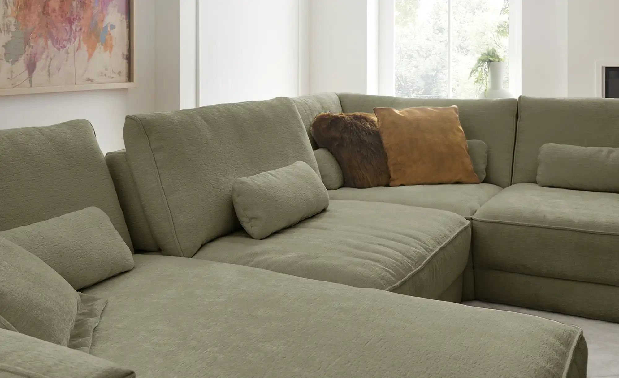 Thumbnail - Lounge Collection Wohnlandschaft Erion ¦ grün ¦ Maße (cm): B: 371 H: 83 T: 250.0 Polstermöbel > Sofas > Wohnlandschafte...