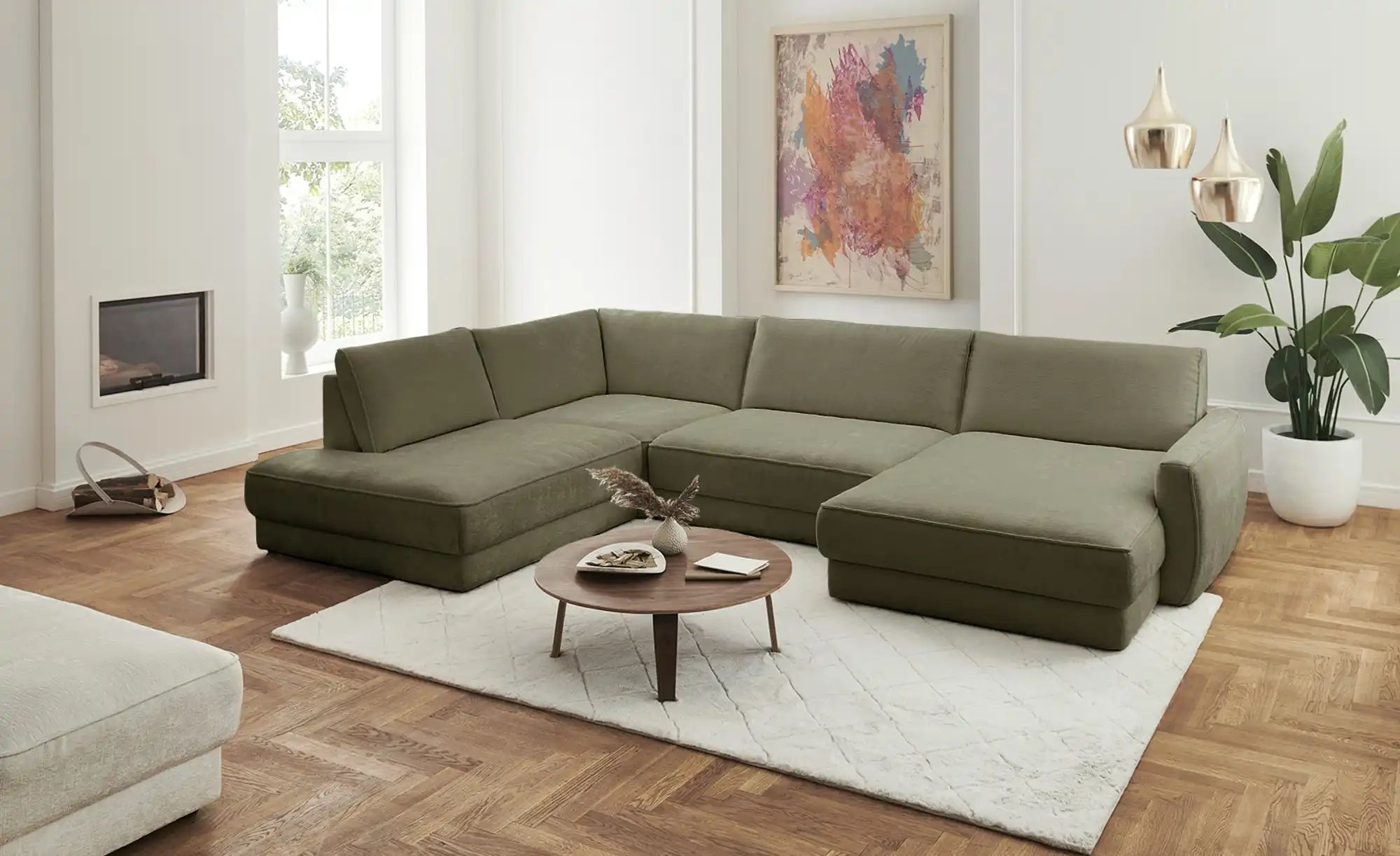 Lounge Collection Wohnlandschaft  Erion ¦ grün ¦ Maße (cm): B: 377 H: 83 T: günstig online kaufen