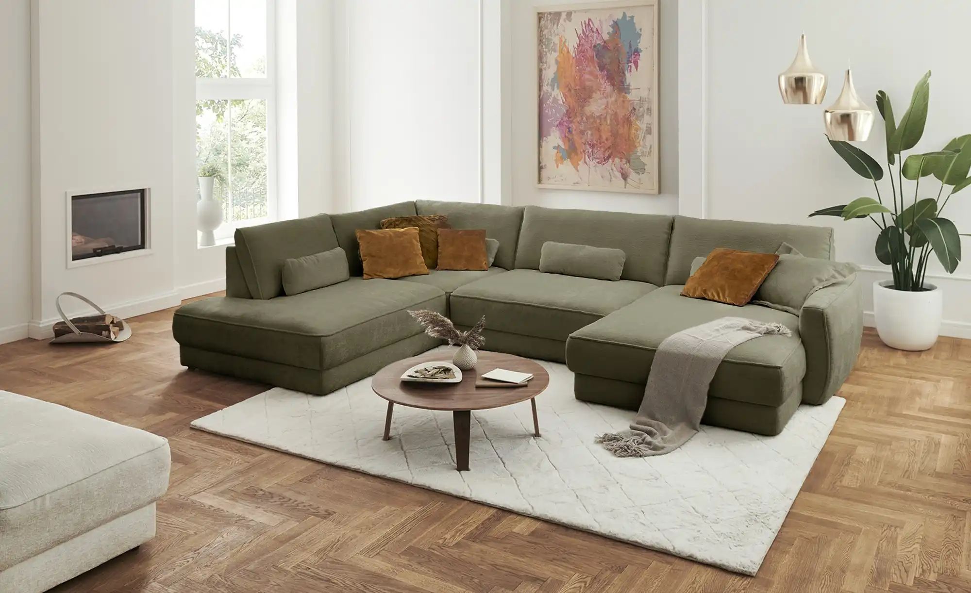 Thumbnail - Lounge Collection Wohnlandschaft  Erion ¦ grün ¦ Maße (cm): B: 377 H: 83 T: 250.0 Polstermöbel > Sofas > Wohnlandschafte...