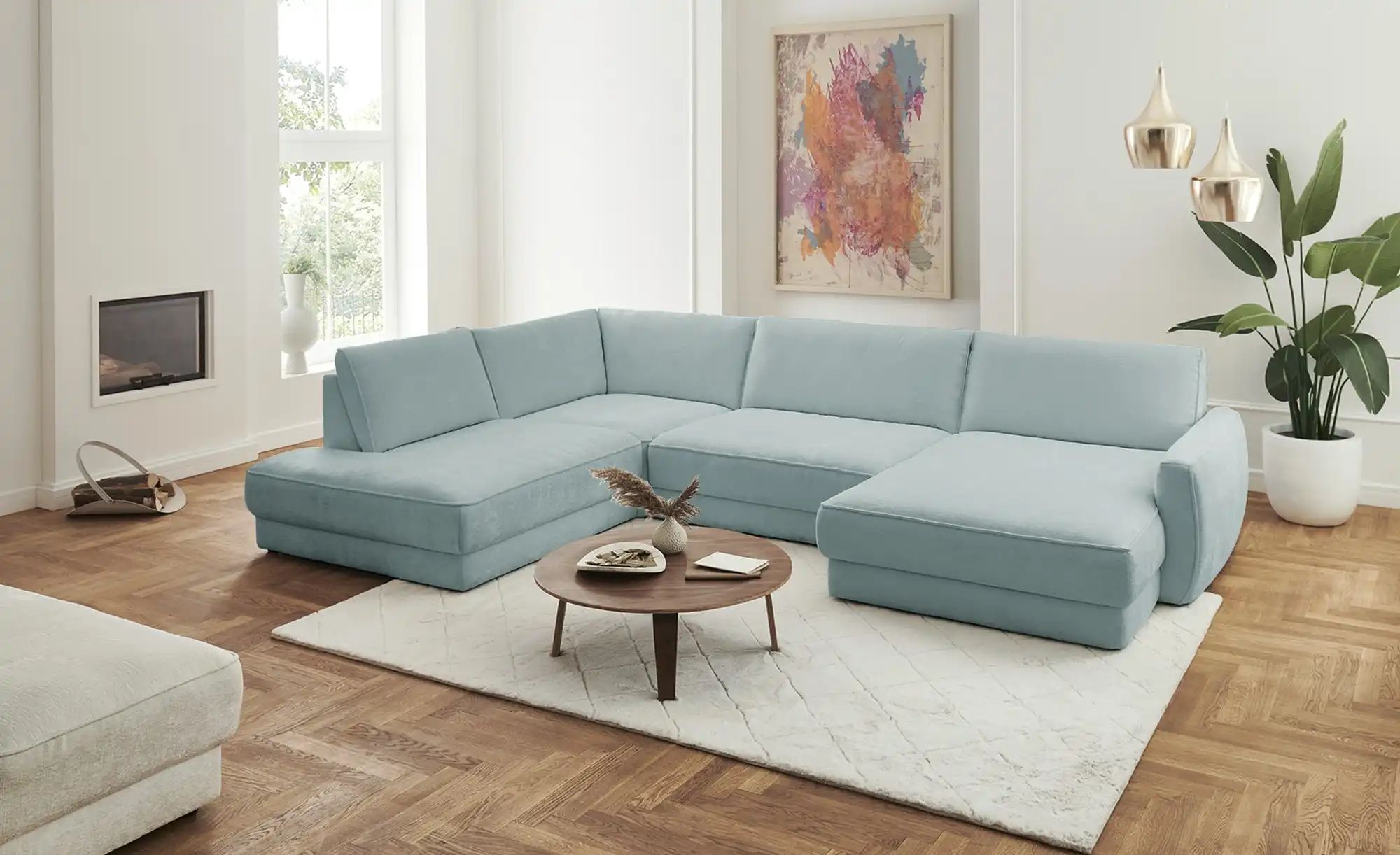 Thumbnail - Lounge Collection Wohnlandschaft Erion ¦ blau ¦ Maße (cm): B: 377 H: 83 T: 250.0 Polstermöbel > Sofas > Wohnlandschafte...