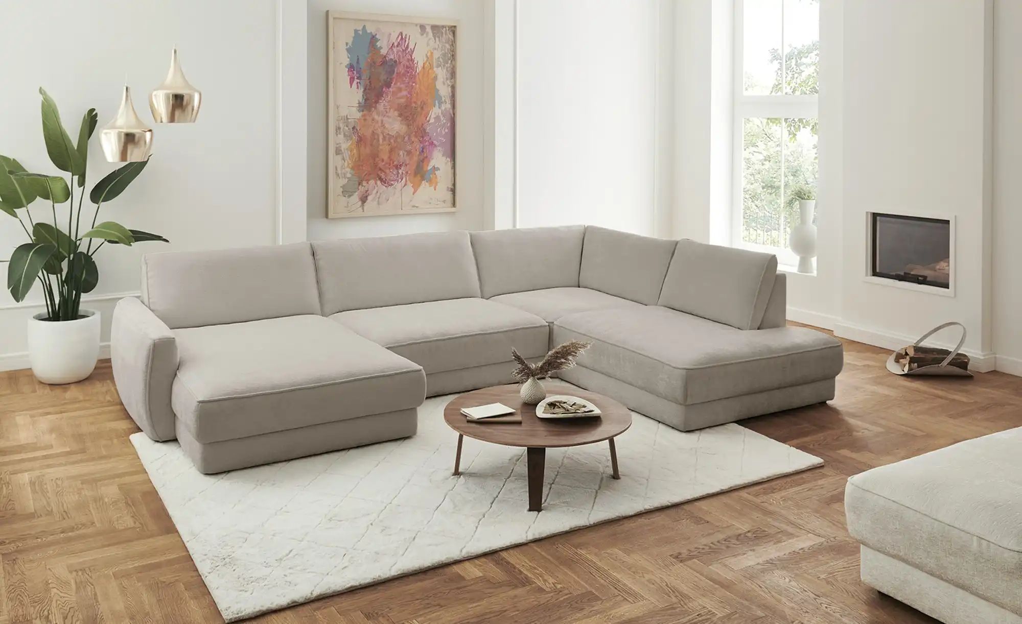 Lounge Collection Wohnlandschaft  Erion ¦ beige ¦ Maße (cm): B: 371 H: 83 T günstig online kaufen