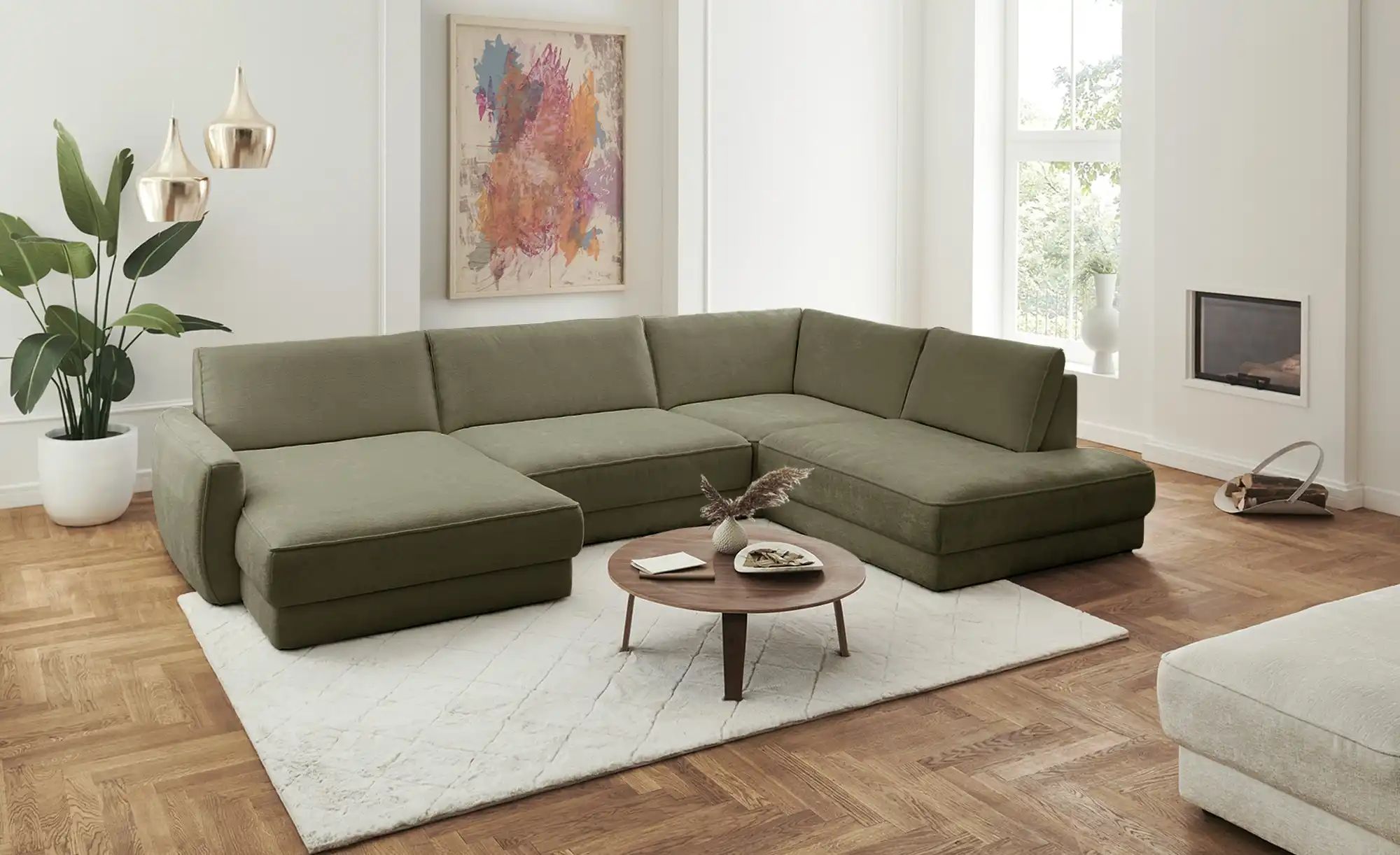 Thumbnail - Lounge Collection Wohnlandschaft Erion ¦ grün ¦ Maße (cm): B: 371 H: 83 T: 250.0 Polstermöbel > Sofas > Wohnlandschafte...