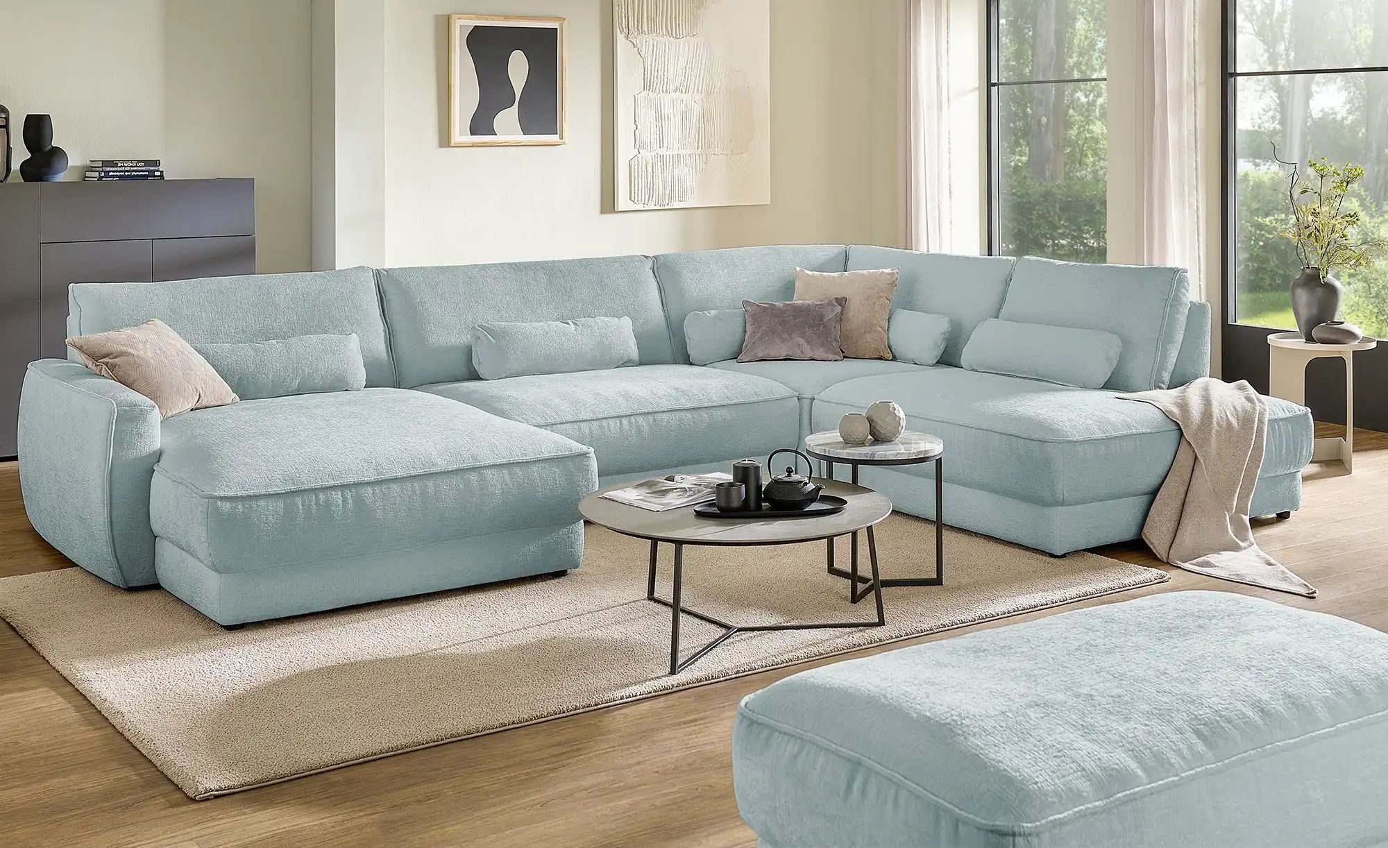 Thumbnail - Lounge Collection Wohnlandschaft Erion ¦ blau ¦ Maße (cm): B: 371 H: 83 T: 250.0 Polstermöbel > Sofas > Wohnlandschafte...
