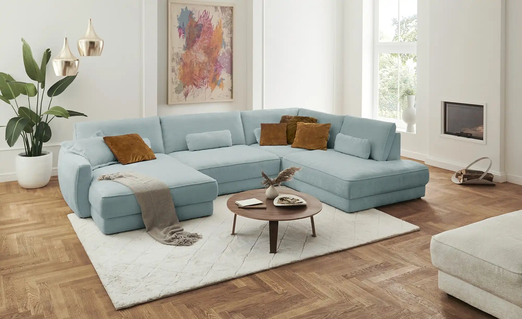 Thumbnail - Lounge Collection Wohnlandschaft Erion ¦ blau ¦ Maße (cm): B: 371 H: 83 T: 250.0 Polstermöbel > Sofas > Wohnlandschafte...