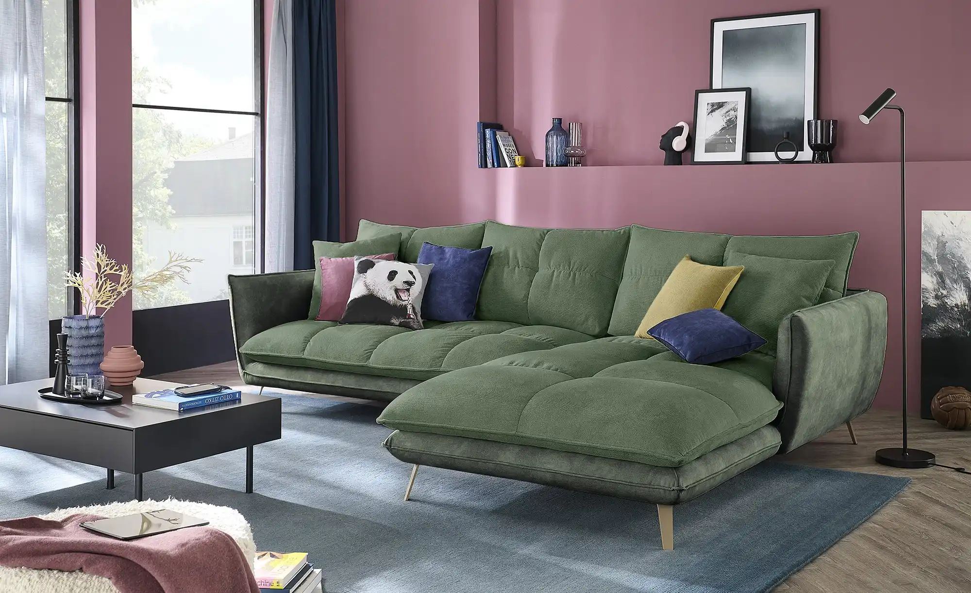 Thumbnail - bobb Ecksofa Arianna ¦ grün ¦ Maße (cm): B: 300 H: 90 T: 196.0 Polstermöbel > Sofas > 3-Sitzer - Höffner