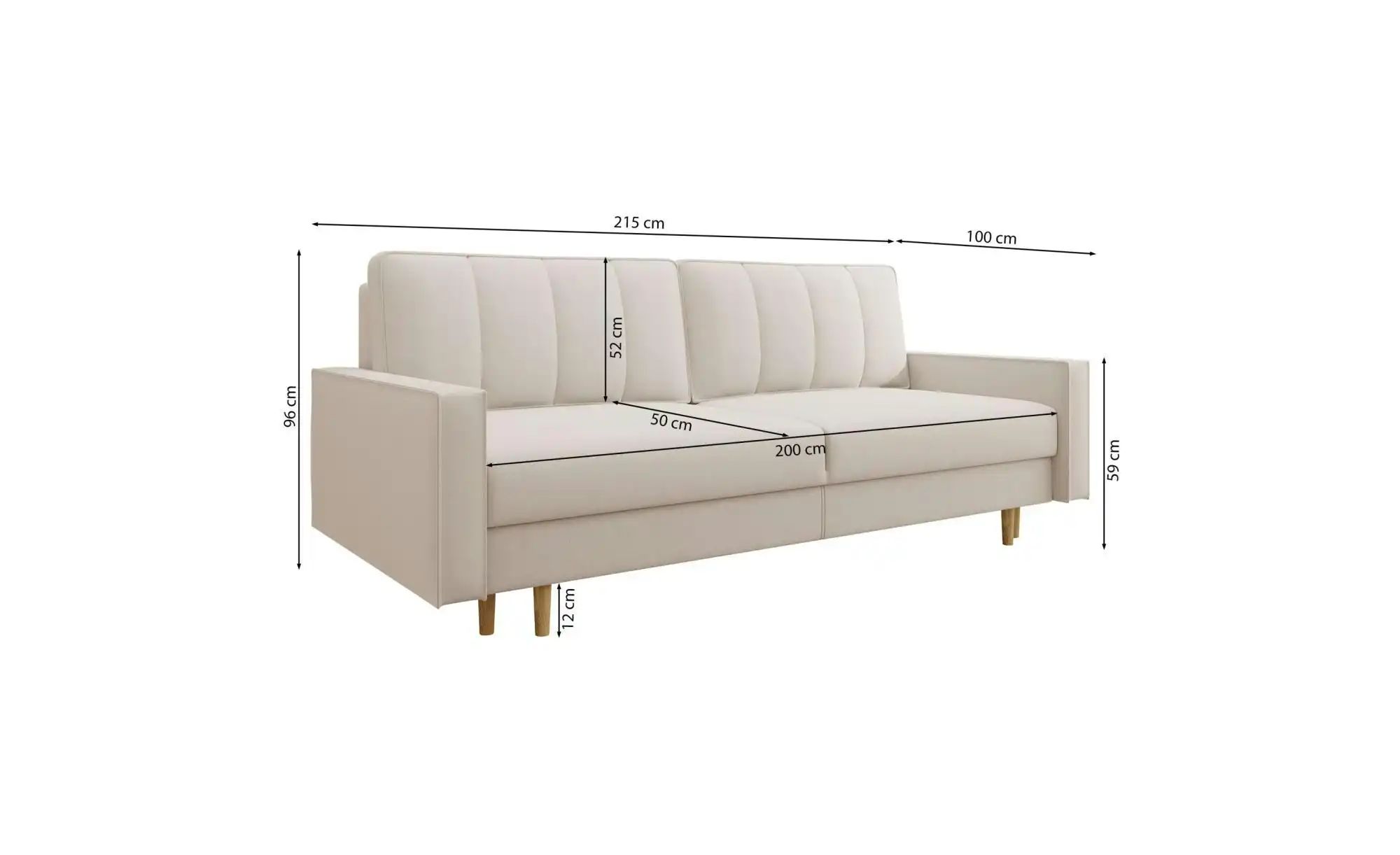 Thumbnail - Selsey Schlafsofa Derban   ¦ beige ¦ Maße (cm): B: 215 H: 96 Polstermöbel > Sofas > 3-Sitzer - Höffner