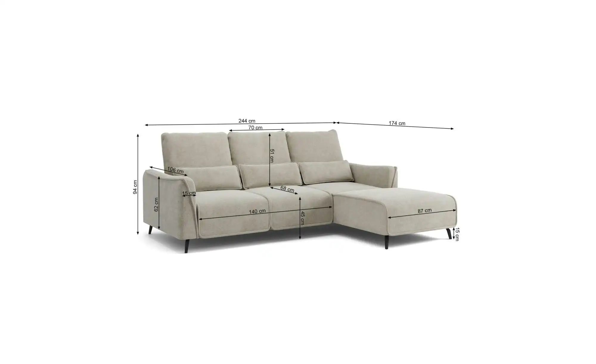 Selsey Ecksofa Rumbia   ¦ creme ¦ Maße (cm): B: 244 H: 94 Polstermöbel > So günstig online kaufen
