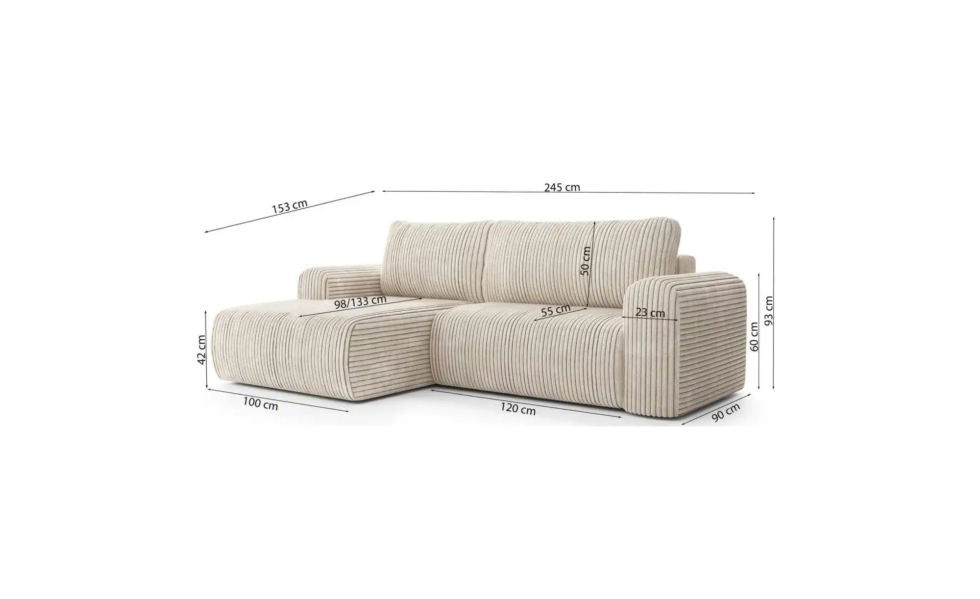 Selsey Ecksofa Lelu   ¦ grau ¦ Maße (cm): B: 243 H: 93 Polstermöbel > Sofas günstig online kaufen