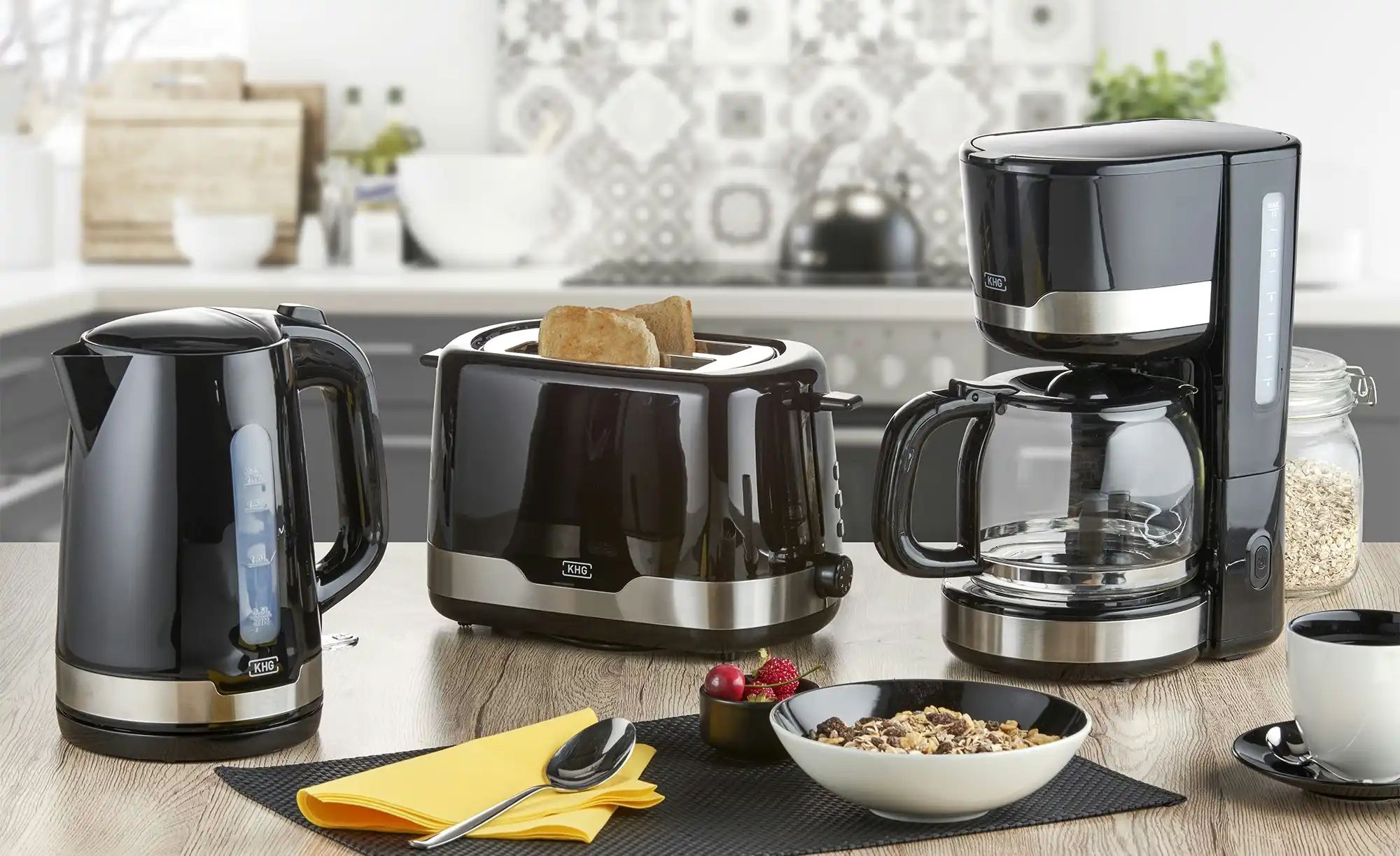 KHG Kaffeeautomat  KA-129 SE2 ¦ schwarz ¦ Glas,Edelstahl,Kunststoff ¦ Maße günstig online kaufen