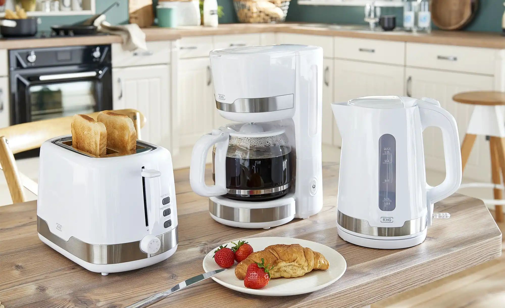 Thumbnail - KHG Toaster TO-857 WE2 ¦ weiß ¦ Metall,Edelstahl,Kunststoff ¦ Maße (cm): B: 30 H: 18 T: 16.5 Elektrokleingeräte > Toast...