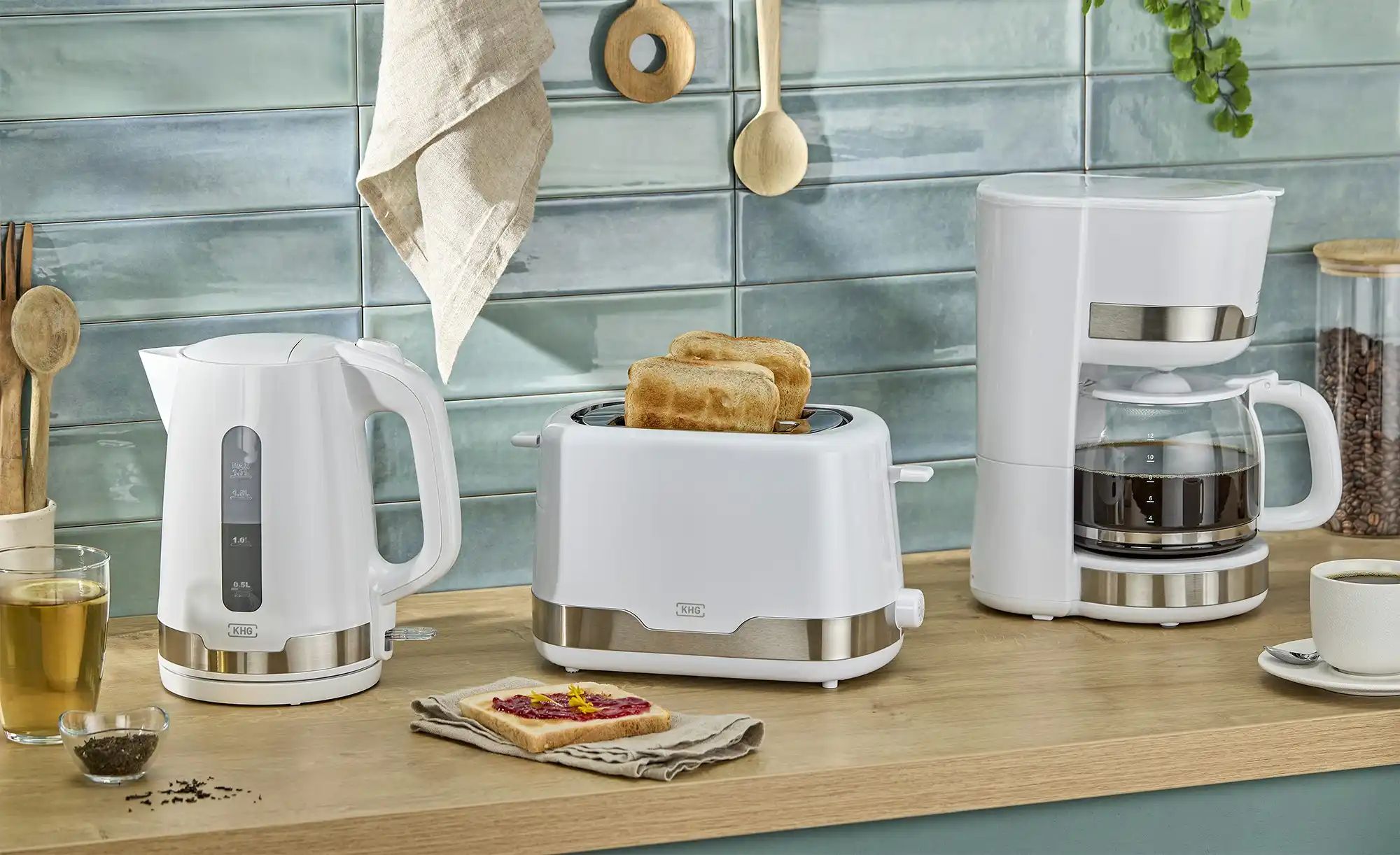 Thumbnail - KHG Wasserkocher WK-1708 WE2 ¦ weiß ¦ Edelstahl,Kunststoff ¦ Maße (cm): B: 20,4 H: 23,2 T: 21.5 Elektrokleingeräte > Wa...