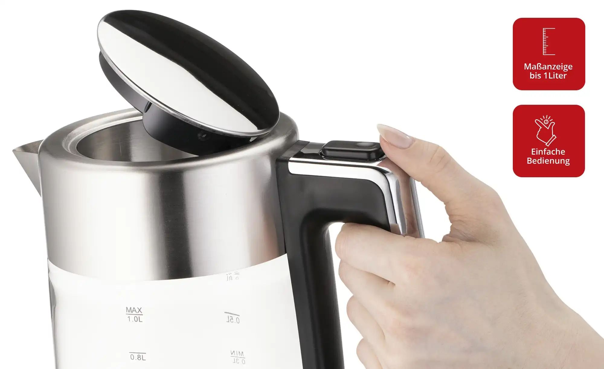 KHG Wasserkocher  WK-106 GE ¦ silber ¦ Edelstahl,Kunststoff,Glas ¦ Maße (cm günstig online kaufen