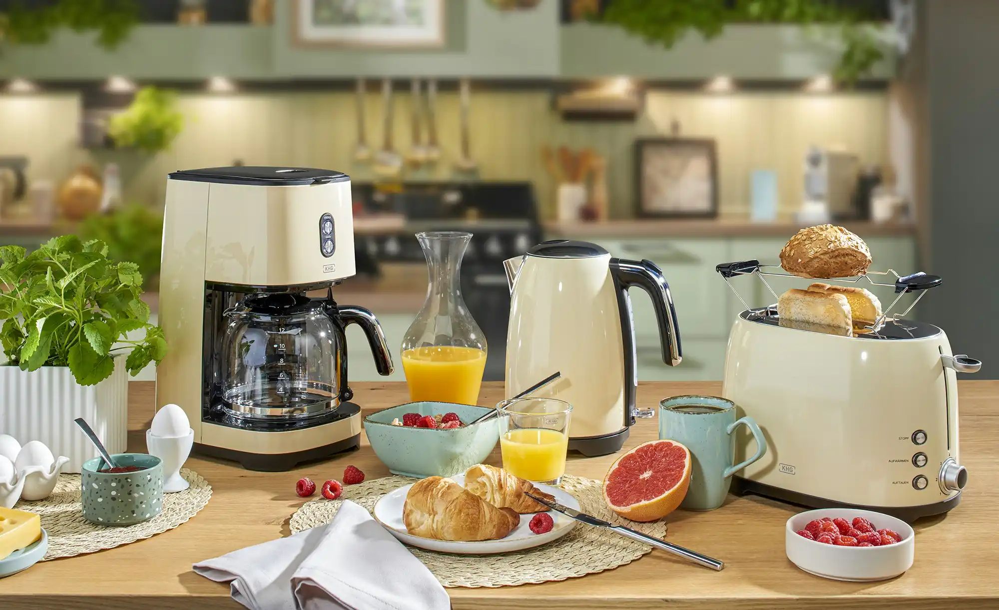 KHG Wasserkocher  WK-1714 CE ¦ creme ¦ Edelstahl,Kunststoff ¦ Maße (cm): B: günstig online kaufen