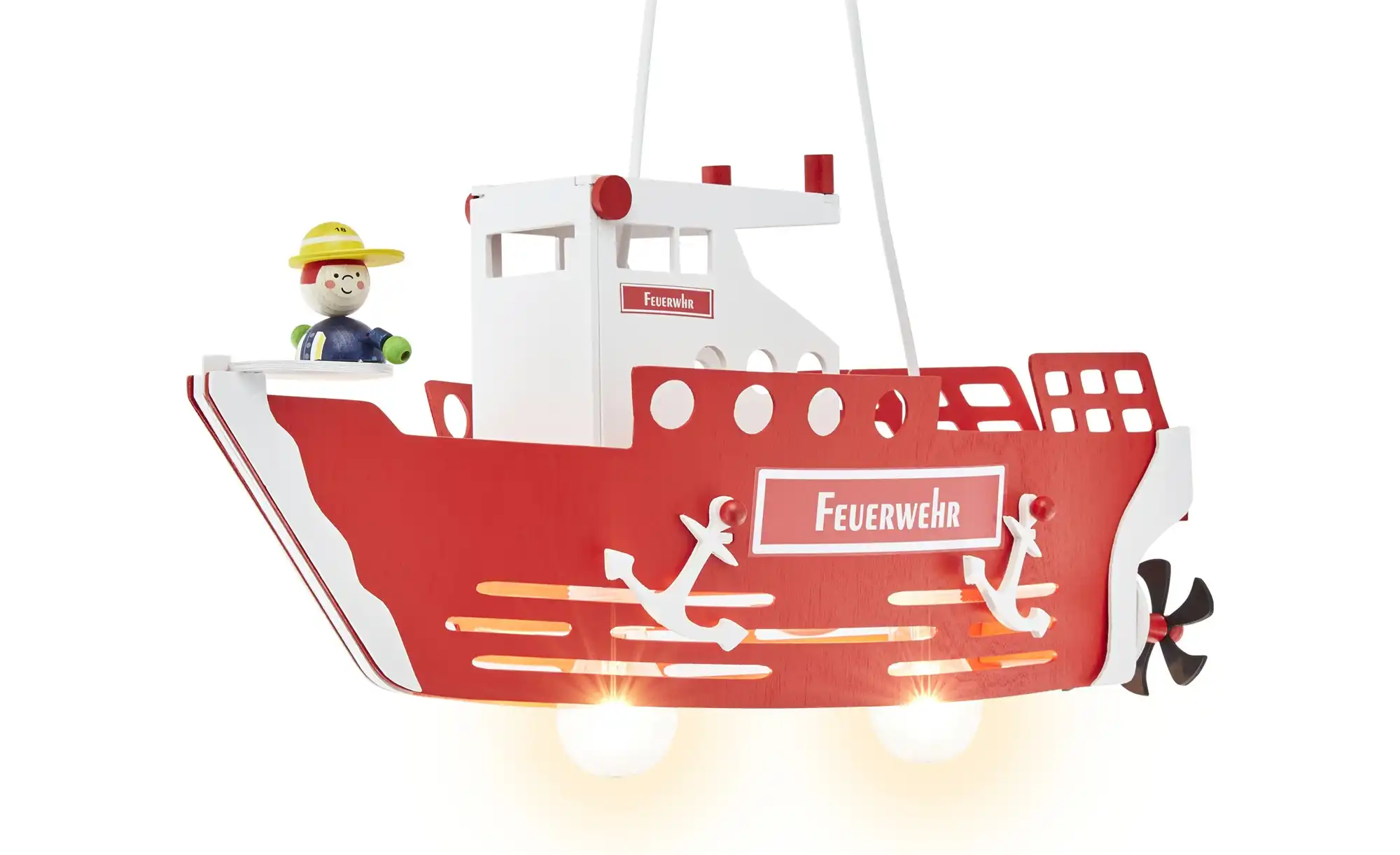 Pendelleuchte, 2-flammig `Feuerwehrschiff` ¦ rot ¦ Maße (cm): B: 20 H: 25 Lampen & Leuchten > Innenleuchten > Kinderlampen - Höffner