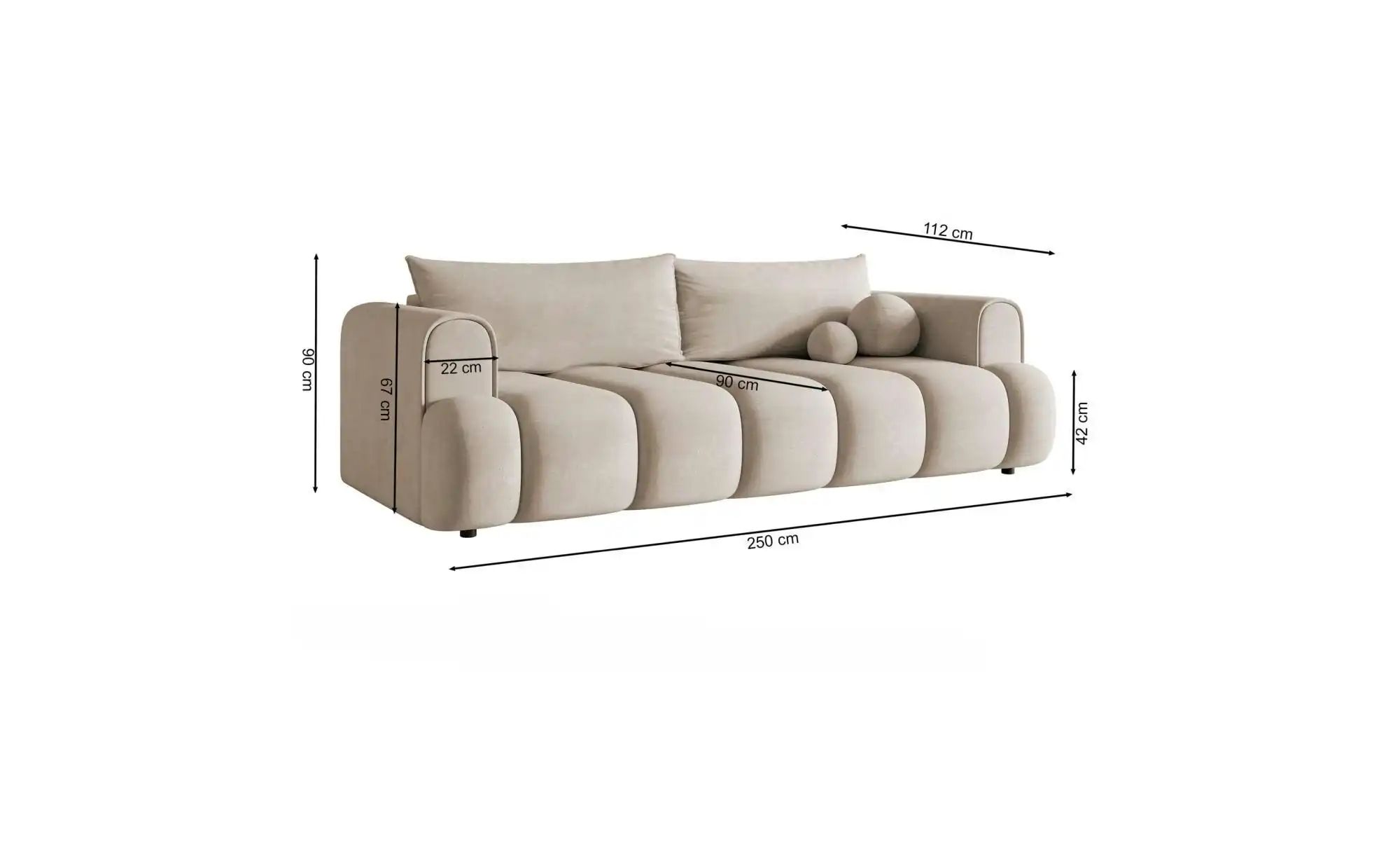 Selsey Schlafsofa  Dandelino ¦ beige ¦ Maße (cm): B: 250 H: 90 Polstermöbel günstig online kaufen