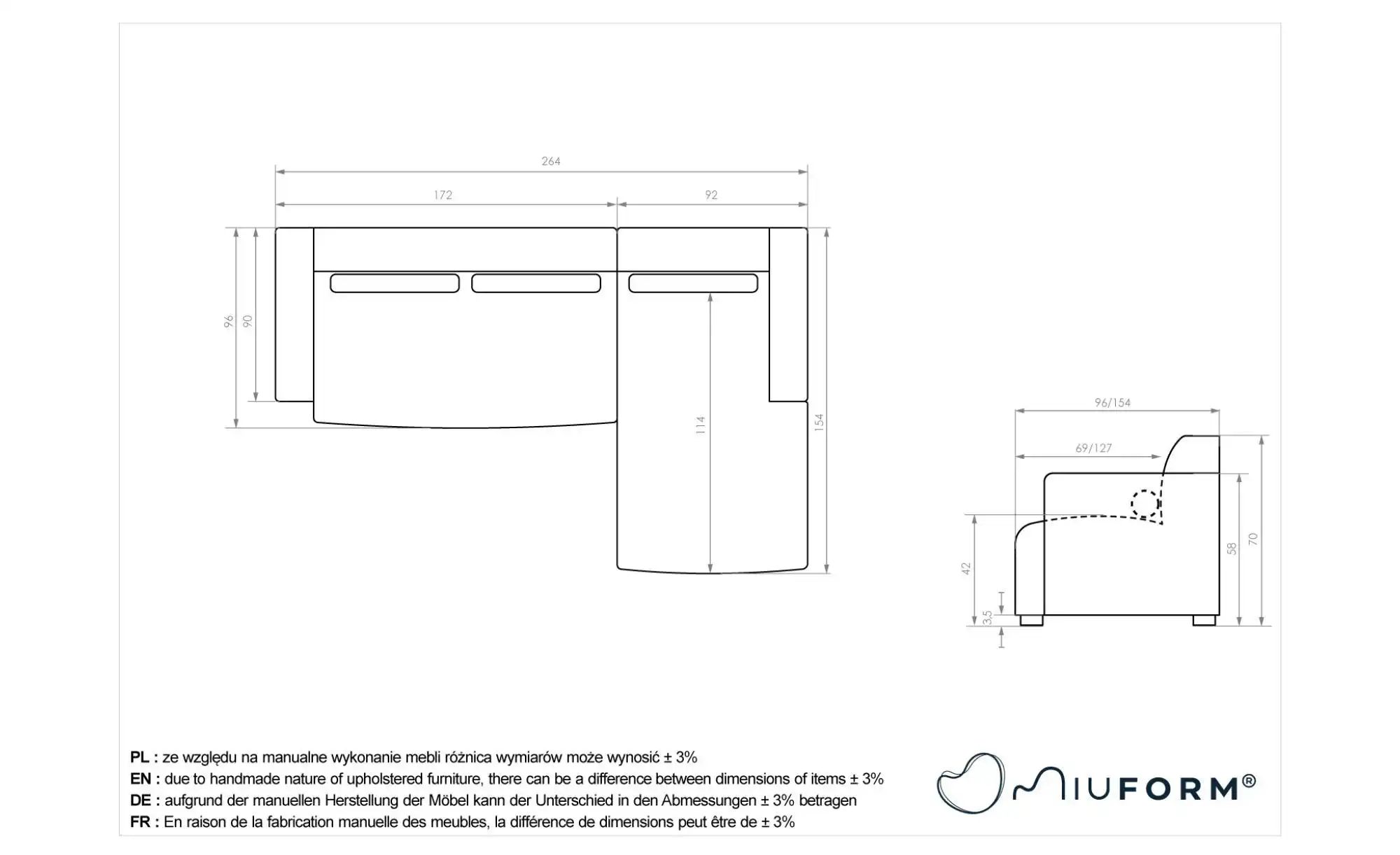 Thumbnail - Miuform Ecksofa  Flex Felix ¦ beige ¦ Maße (cm): B: 264 H: 70 Polstermöbel > Sofas > Ecksofas - Höffner