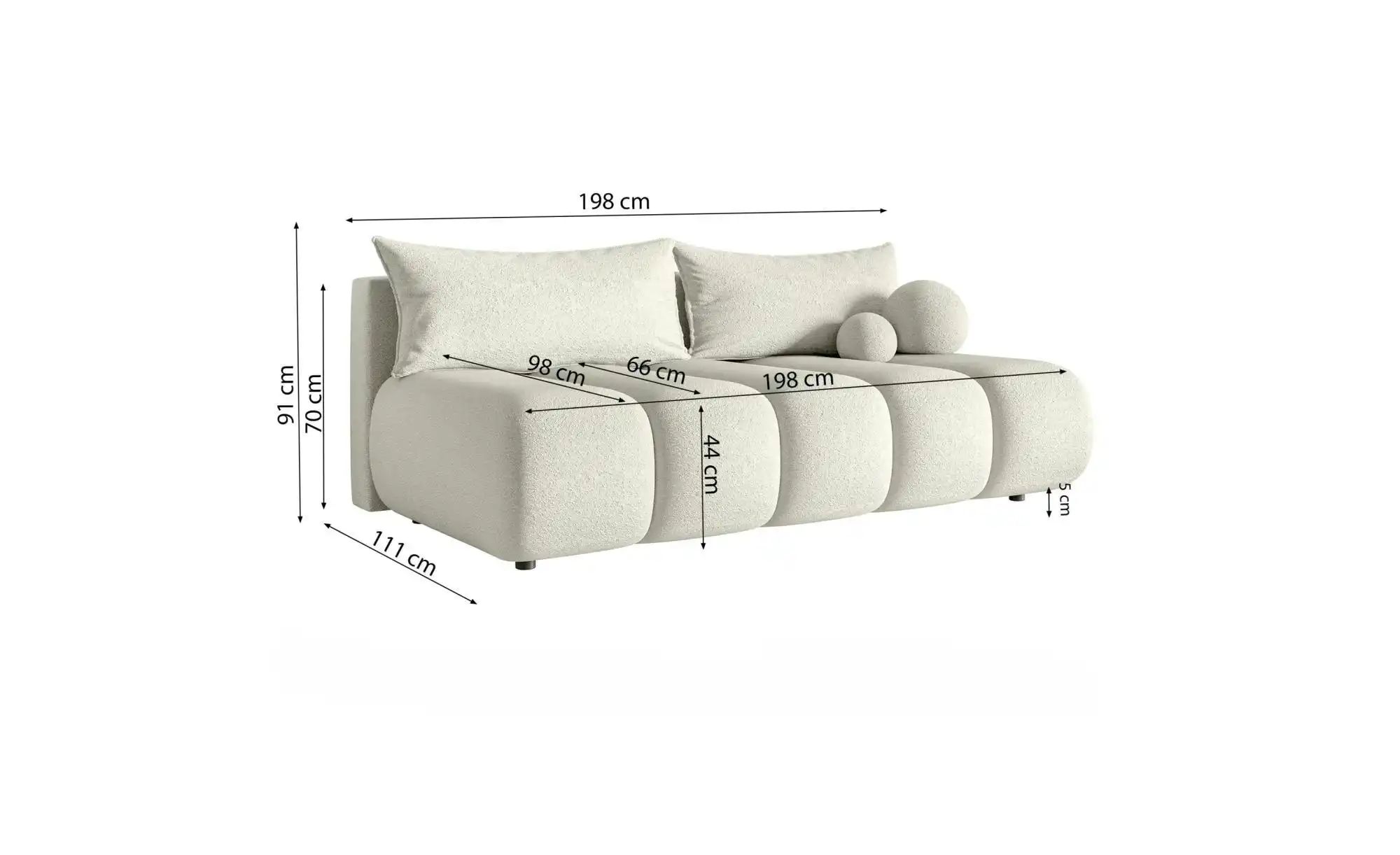 Thumbnail - Selsey Dandelino mit Bettkasten Schlafsofa ¦ beige ¦ Maße (cm): B: 198 H: 91 Polstermöbel > Sofas > 3-Sitzer - Höffner