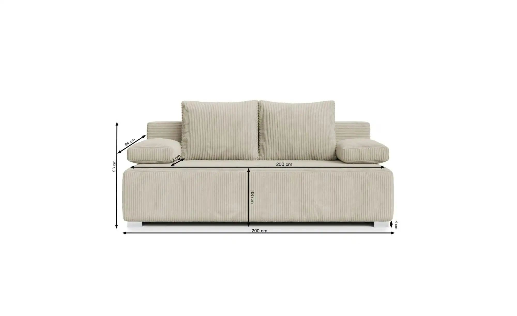 Selsey Schlafsofa  Farmosa ¦ grau ¦ Maße (cm): B: 200 H: 93 Polstermöbel > günstig online kaufen